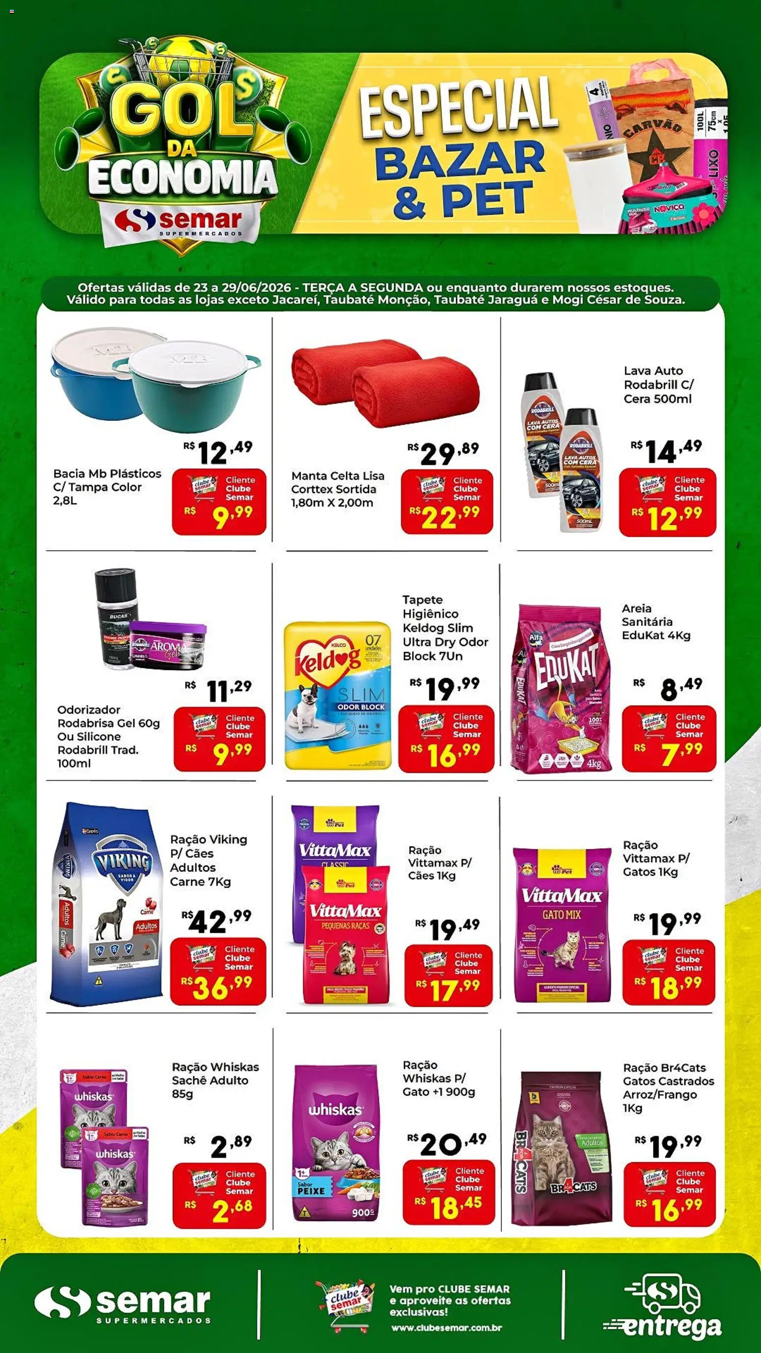 Pré-Visualização do folheto "Semar Supermercado ofertas Bazar e Pet" da loja Semar Supermercado válido a partir de 23/06/2026