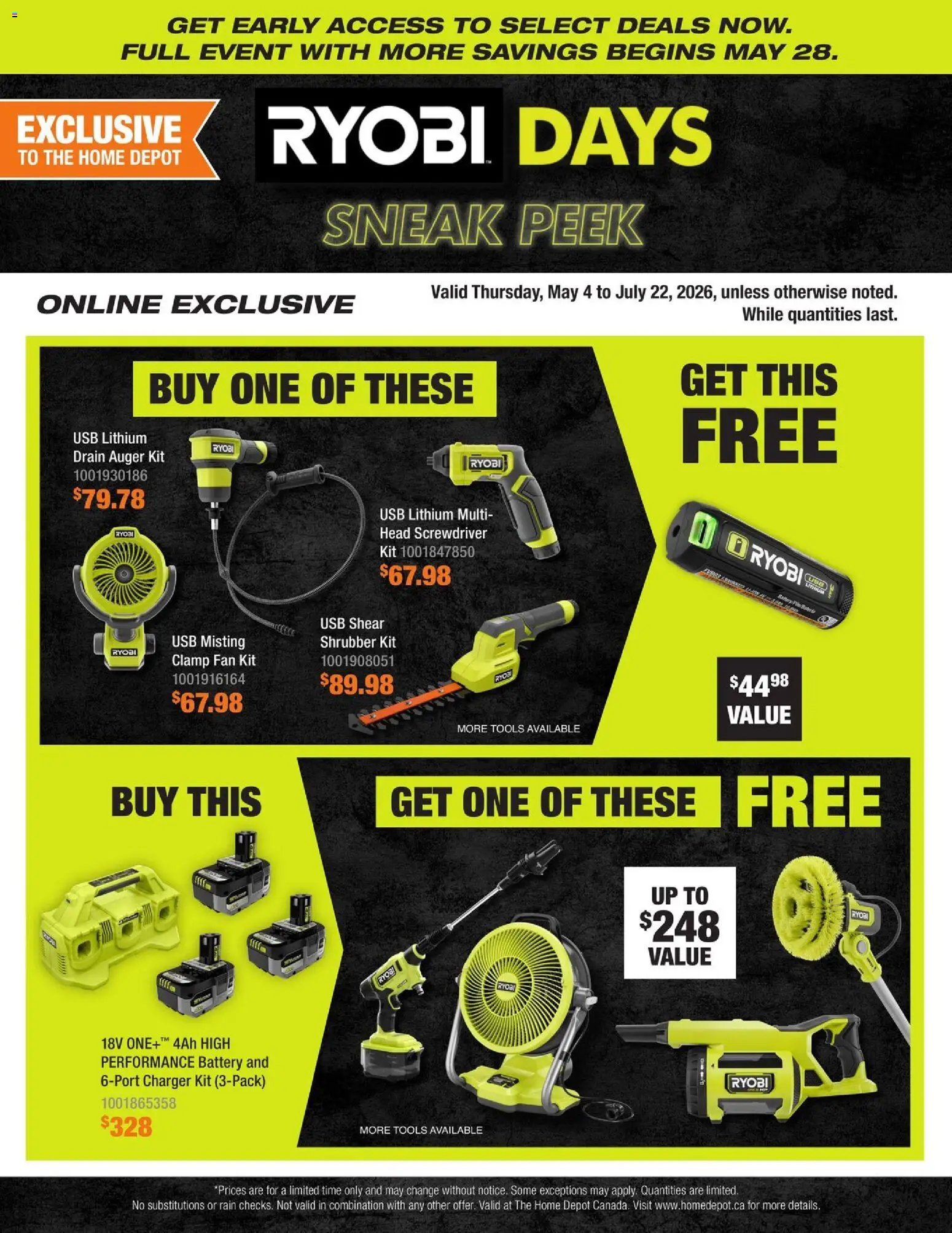 Preview of leaflet Home Depot flyer from shop Home Depot is valid from May 21, 2026 - Fan, Tools, Battery, Ryobi