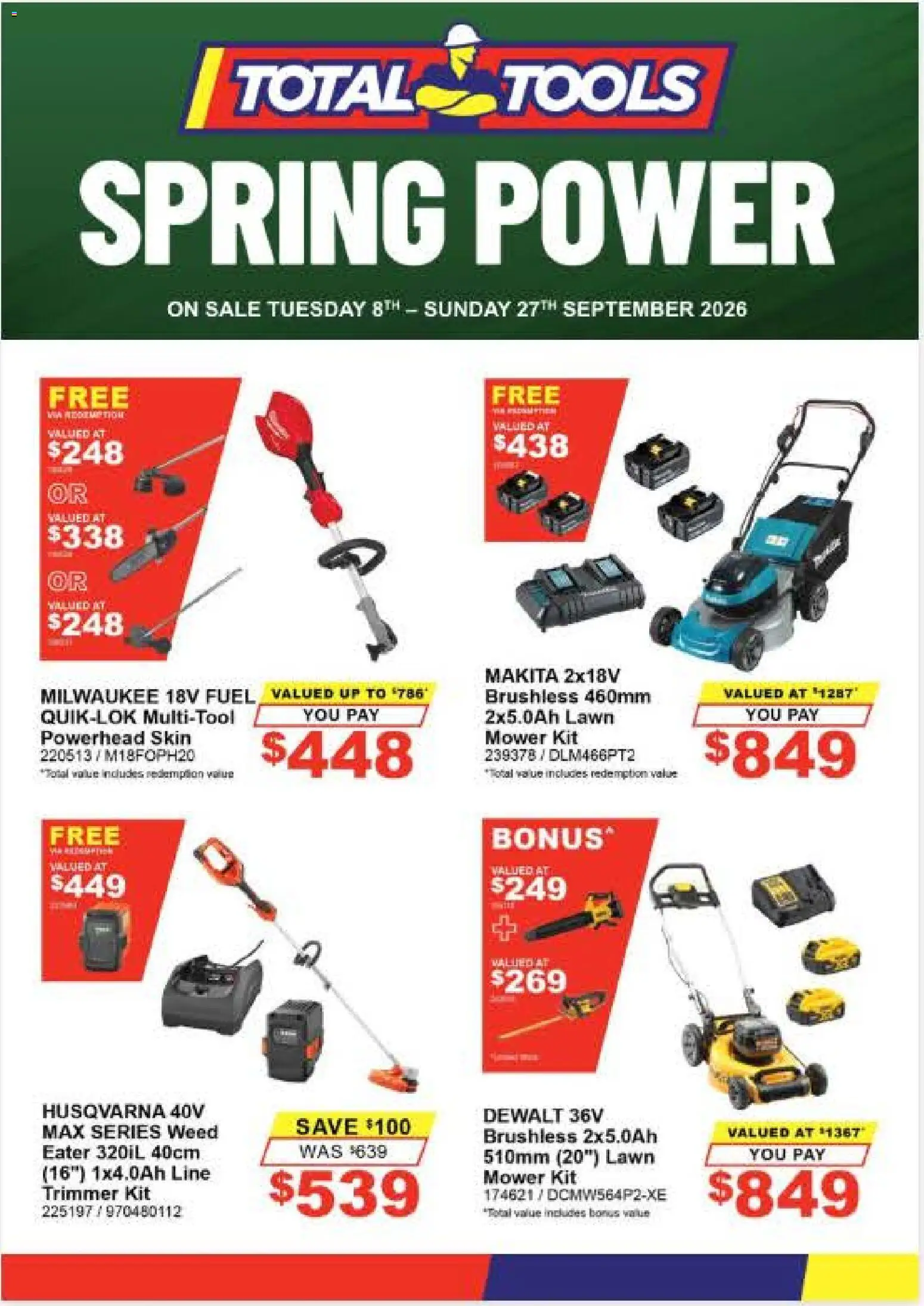 Preview of catalogue Total Tools catalogue from shop Total Tools valid 08/09/2026 - Weed, Tools, Mower