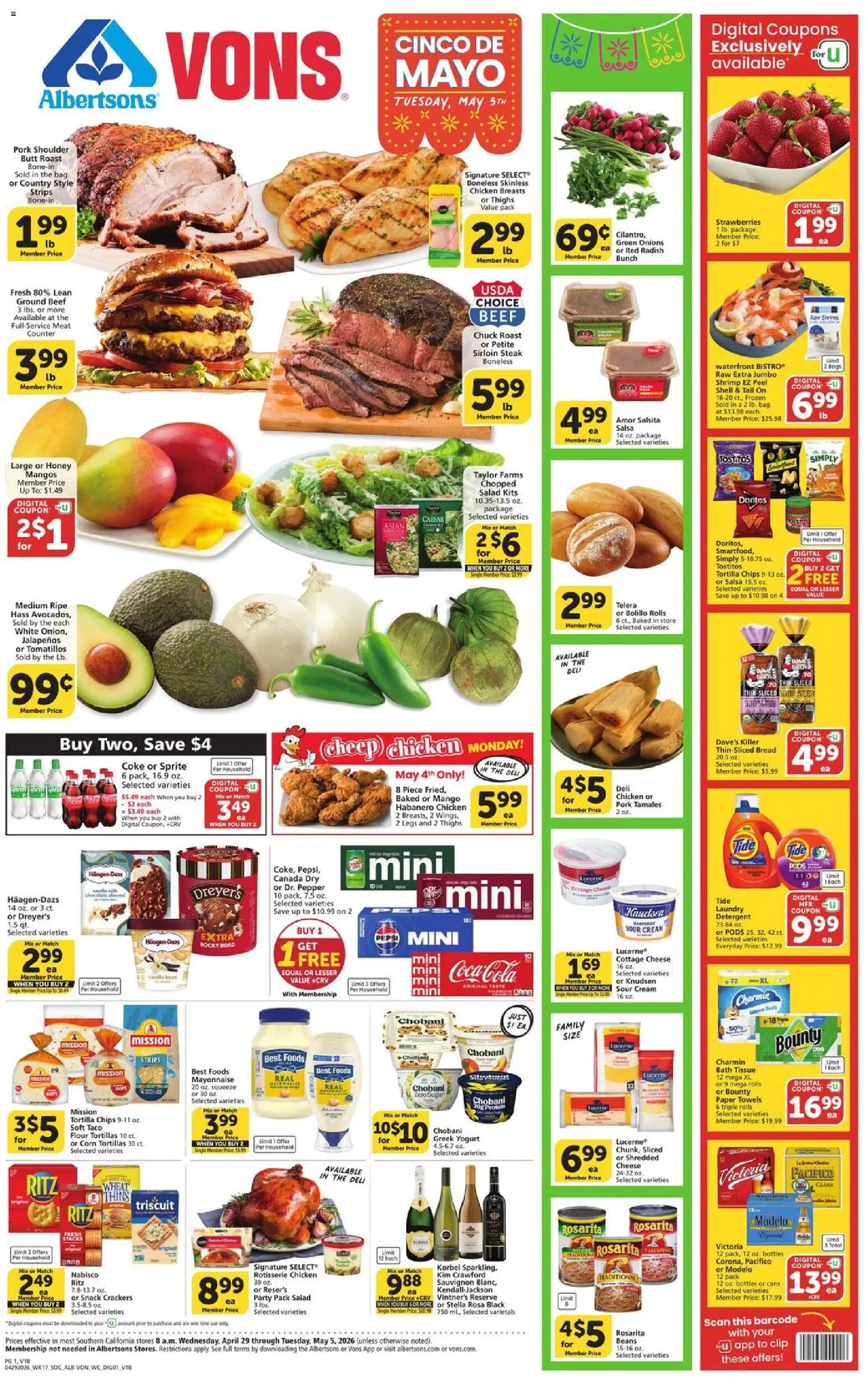 Ad Preview of Vons Vons Weekly Ad from 04/29/2026