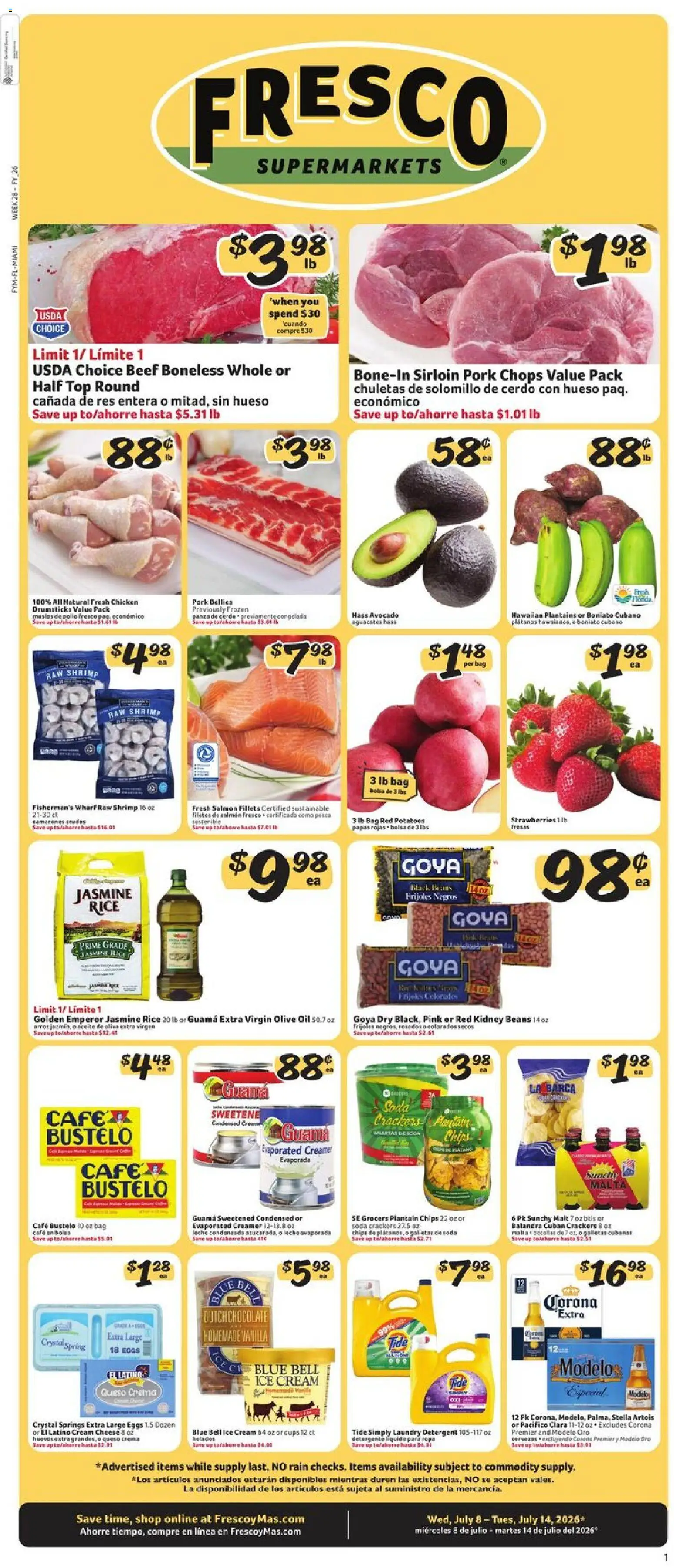 Ad Preview of Fresco y Más Fresco y Más Weekly Ad from 07/08/2026