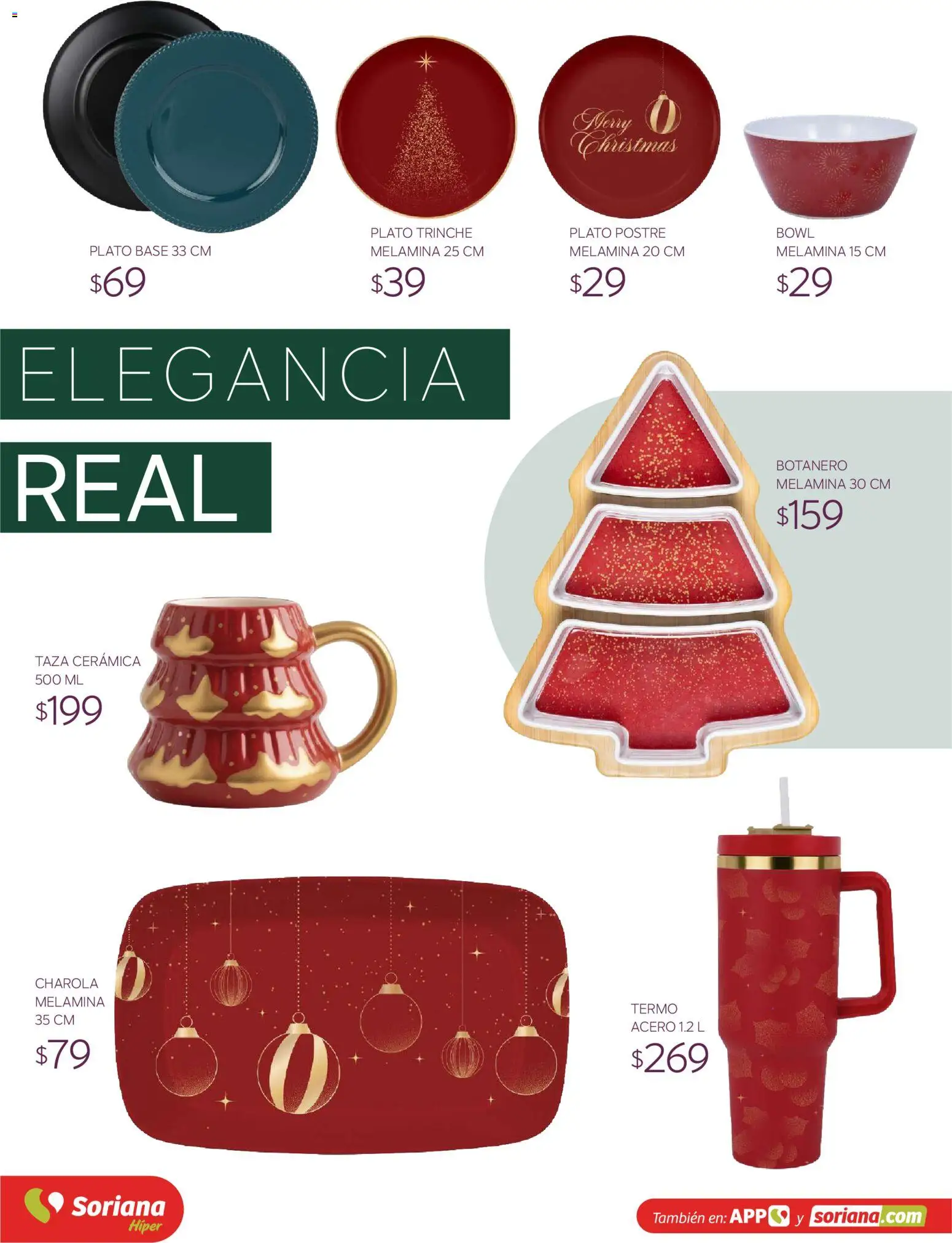Vista previa las ofertas de la tienda Soriana - Soriana Híper - Decoracion Navideña desde el 30/09/2026 - Termo, Taza, Bowl, Postre