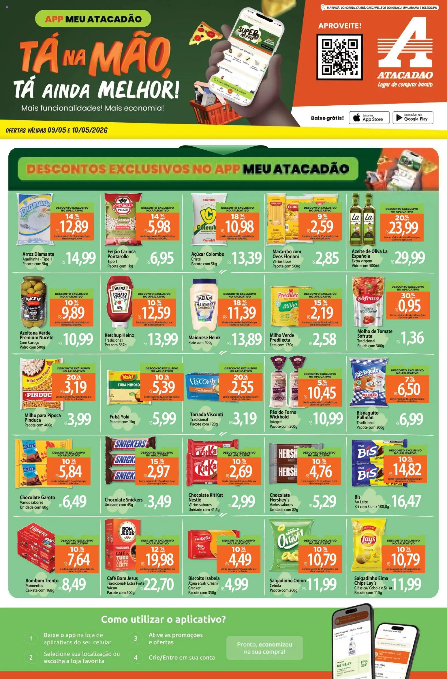Pré-Visualização do folheto "Atacadão ofertas - PR" da loja Atacadão válido a partir de 09/05/2026 - Celular, Ovos, Pão, Azeite, Tomate, Açúcar, Milho, Milho verde