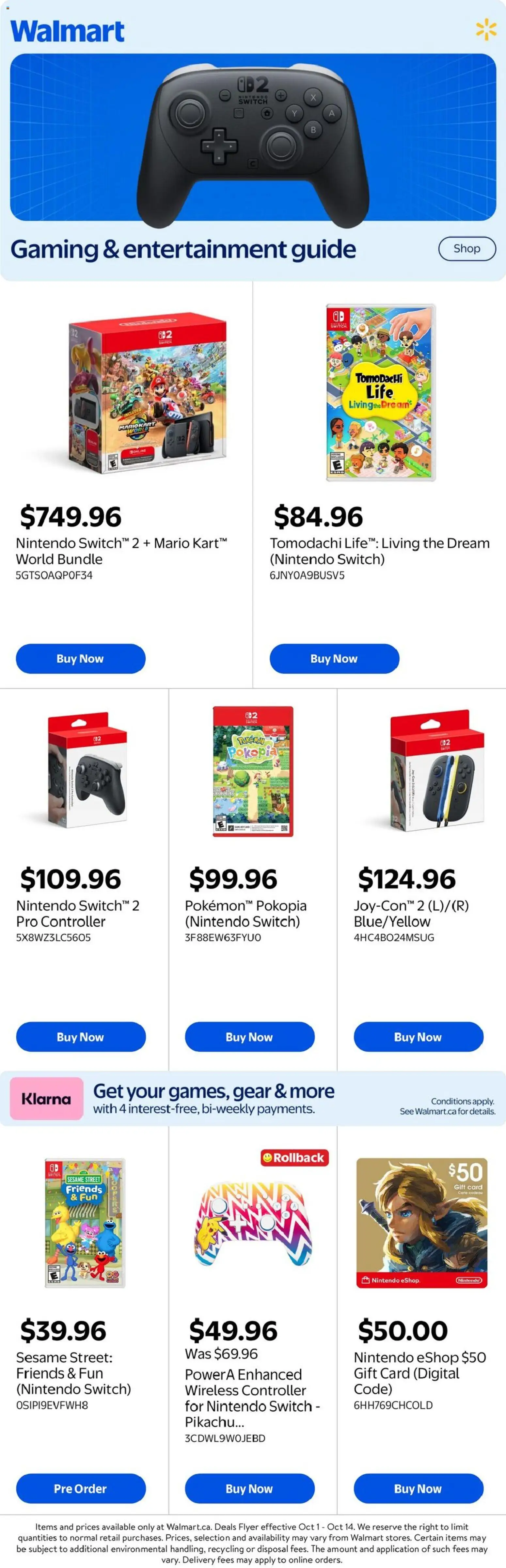 Preview of leaflet Walmart flyer - Gaming & entertainment guide from shop Walmart is valid from Oct 01, 2026 - Game, Nintendo Switch, Video, Sesame, Game console