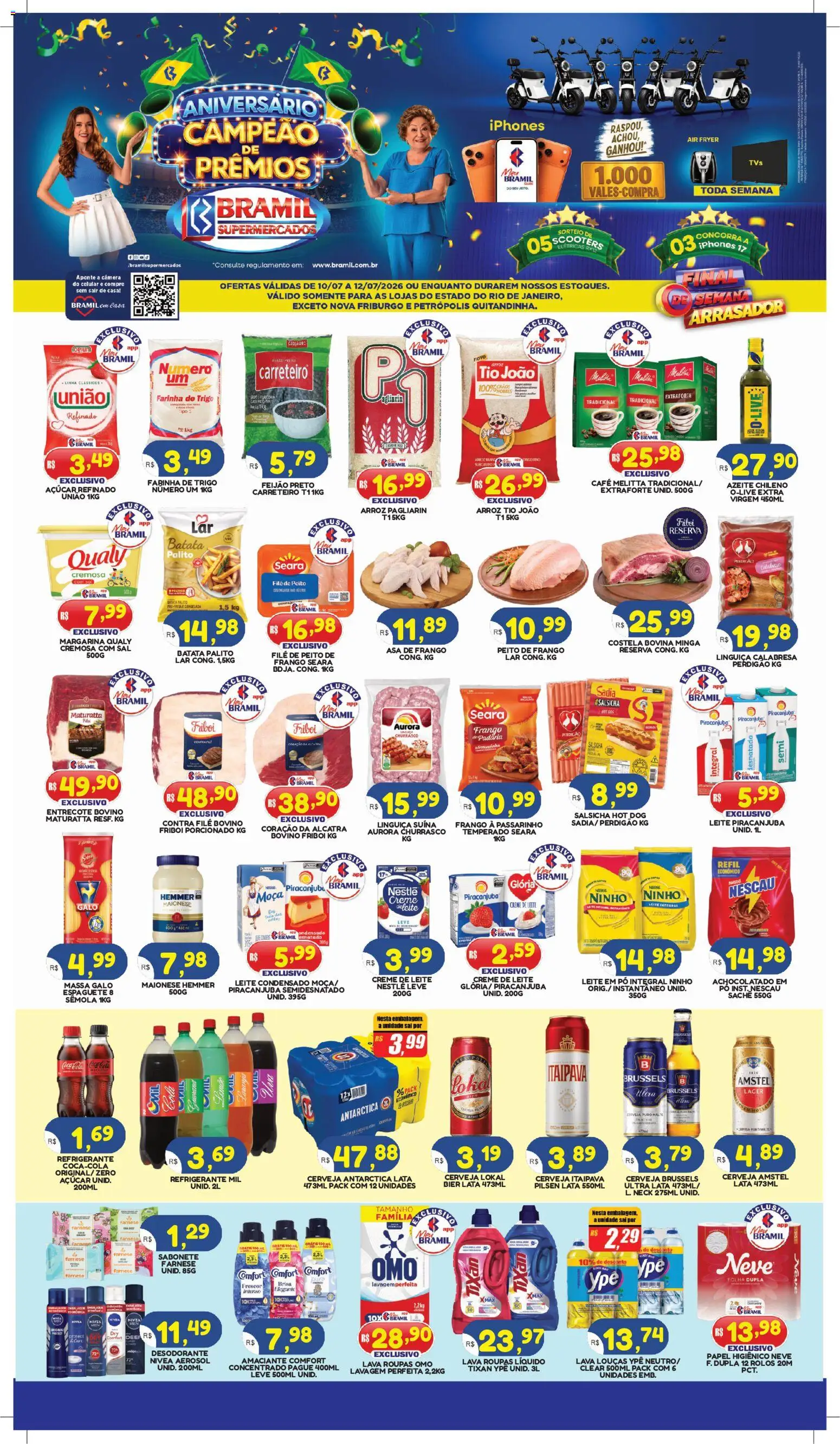 Pré-Visualização do folheto "Bramil Supermercados - Ofertas da semana" da loja Bramil Supermercados válido a partir de 10/07/2026 - Air fryer, Câmera, Leite condensado, Desodorante, Batata, Azeite, Creme, Leite integral