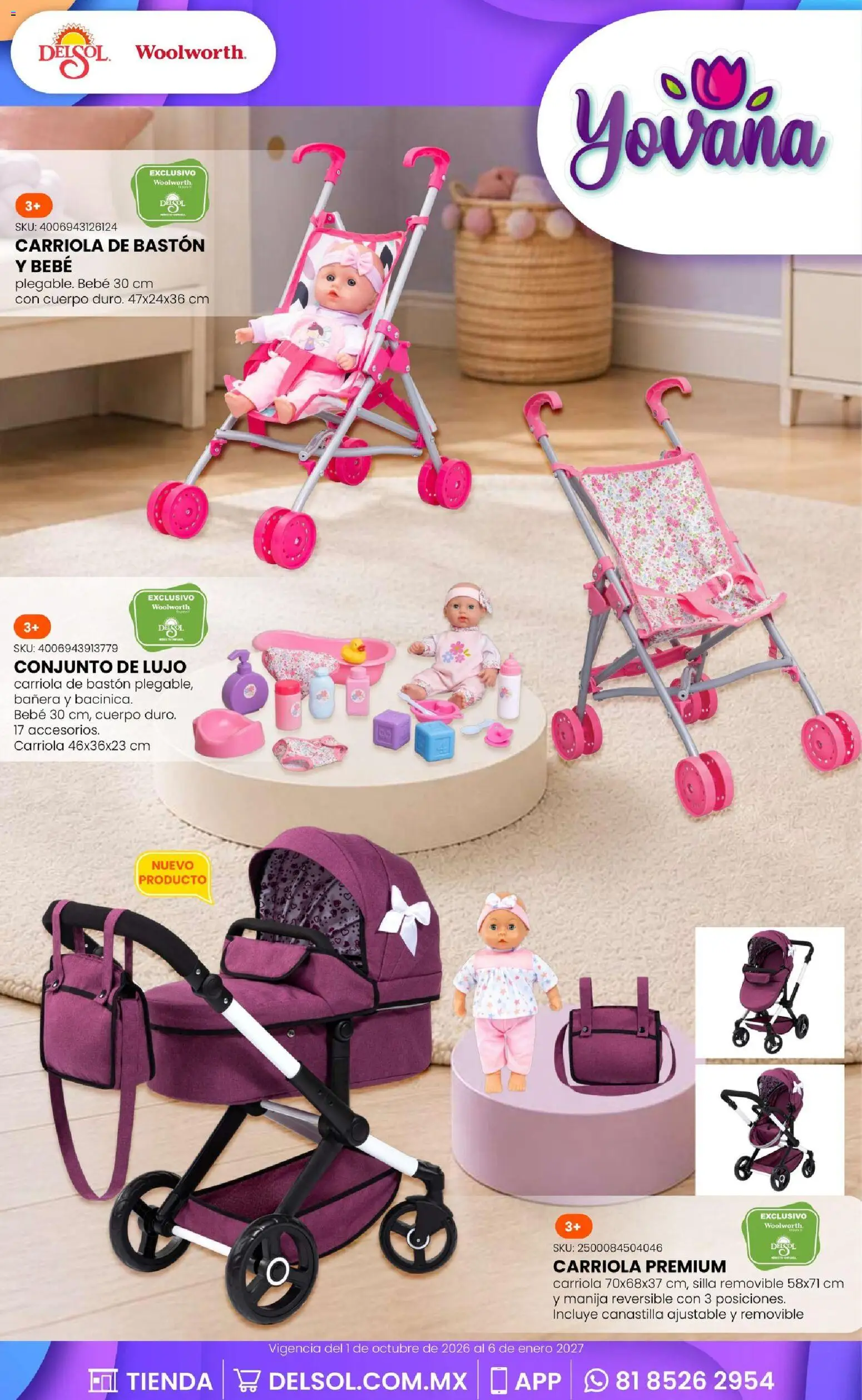 Vista previa las ofertas de la tienda Del Sol y Woolworth - Del Sol y Woolworth catálogo El Castillo del Juguete desde el 01/10/2026 - Silla, Carriola, Conjunto, Bañera