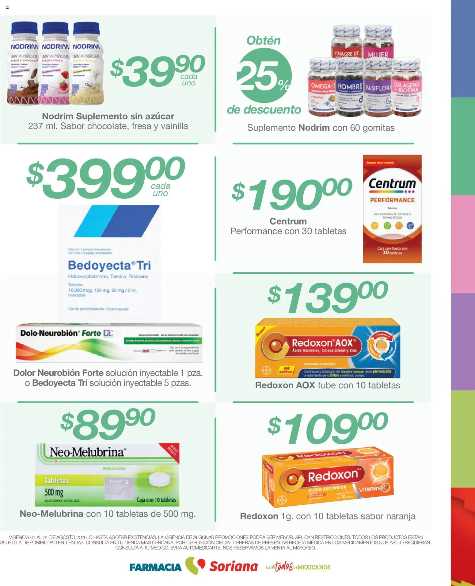 Vista previa las ofertas de la tienda Soriana - Soriana Folleto Farmacia Soriana Híper Nacional desde el 01/08/2026 