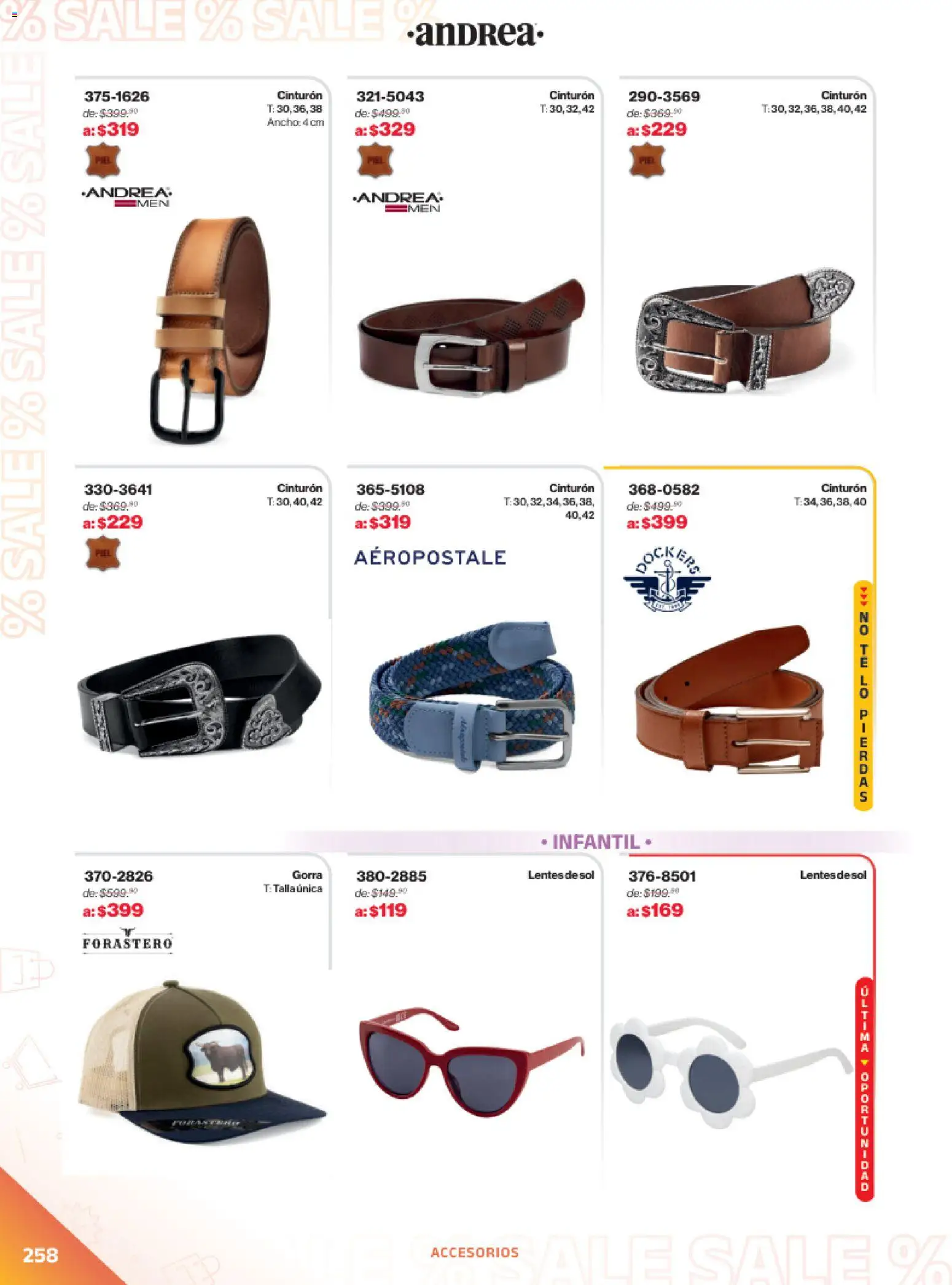 Vista previa las ofertas de la tienda Andrea - Catálogo Outlet desde el 21/12/2025 - Gorra, Lentes, Lentes de sol, Cinturón