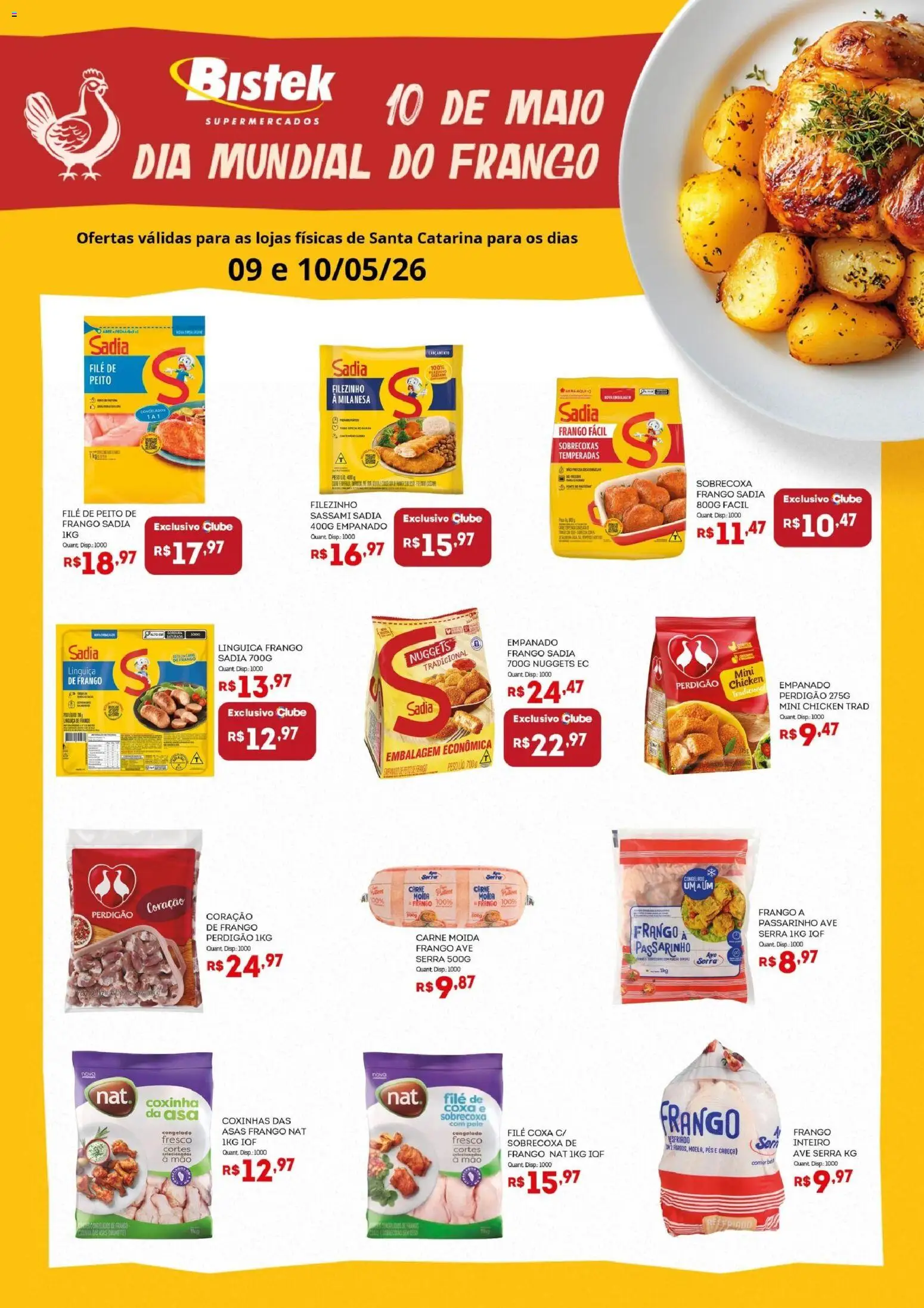 Pré-Visualização do folheto "Bistek Supermercados ofertas Dia Mundial" da loja Bistek Supermercados válido a partir de 09/05/2026 - Carne, Frango, Maiô, Carne moída, Linguiça