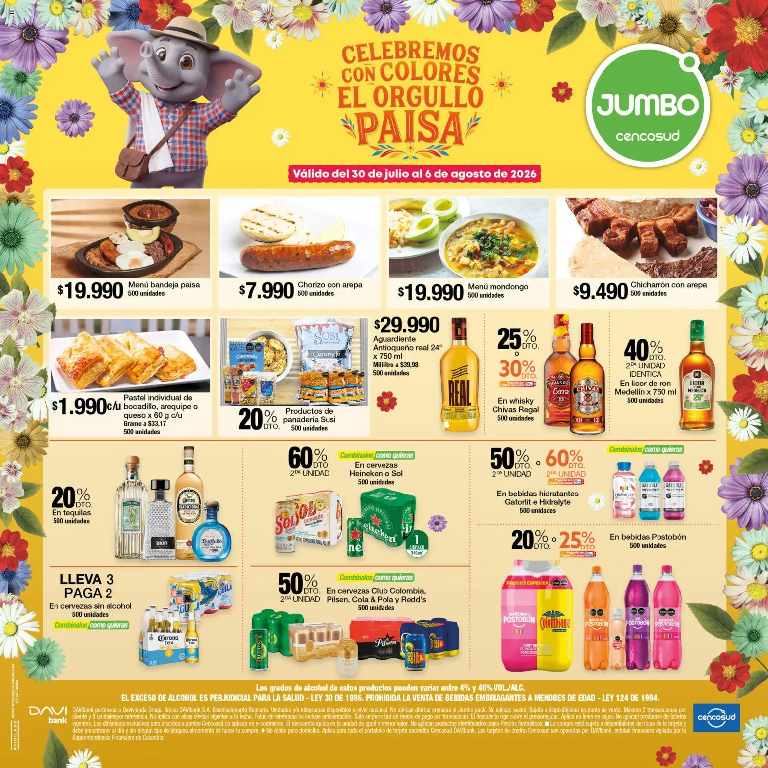  Vista previa del prospecto Jumbo catálogo del almacen Jumbo válida del 30/07/2026 al 06/08/2026 - Panadería, Arepa, Manzana, Queso, Alcohol, Arequipe, Bandeja, Individual