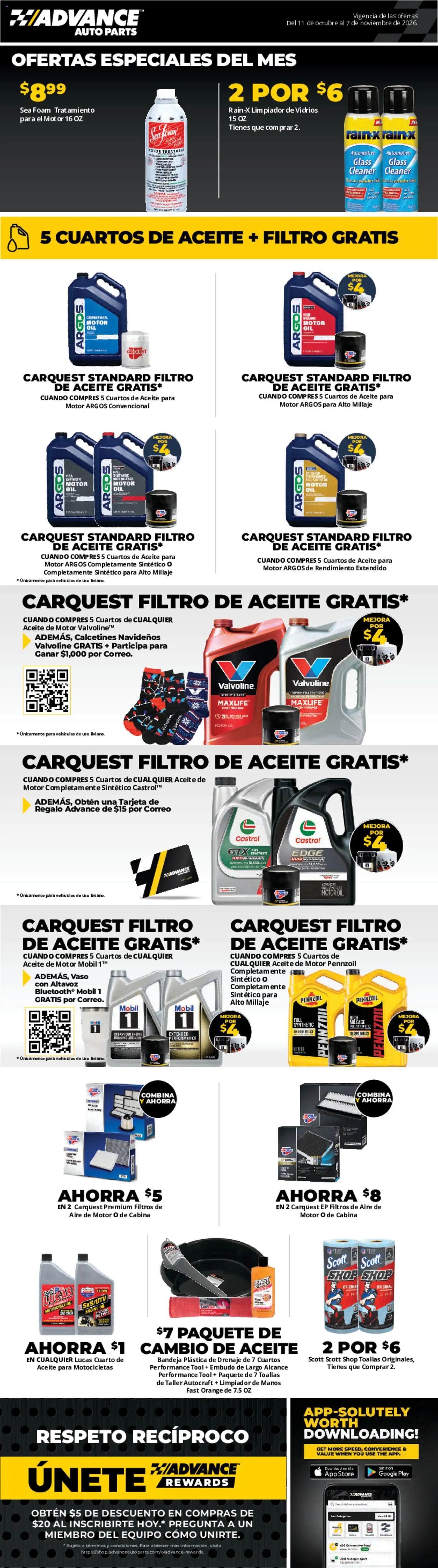 Ad Preview of Advance Auto Parts Advance Auto Parts Sales Ad - Spanish from 10/11/2026