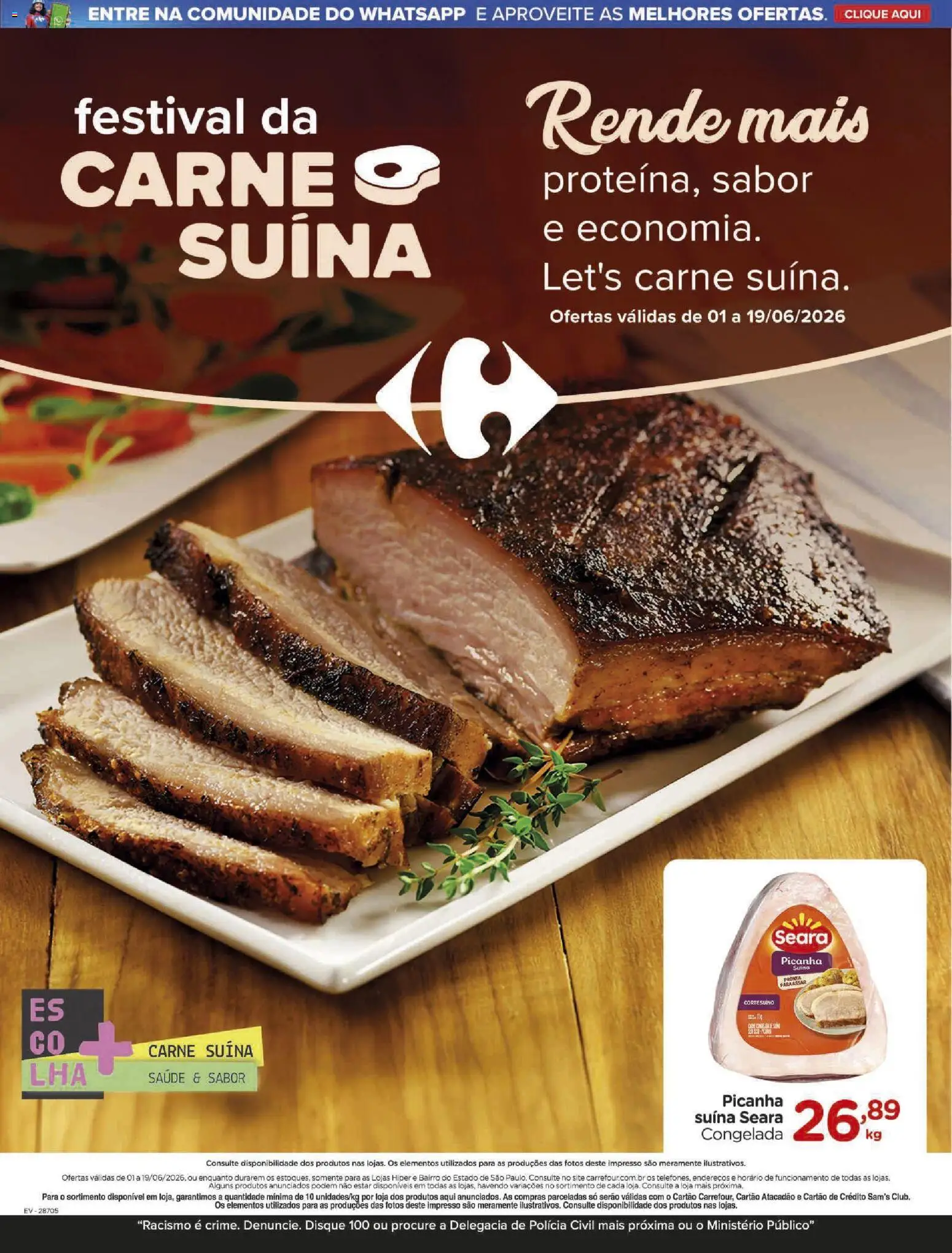 Pré-Visualização do folheto "Carrefour ofertas Súinos" da loja Carrefour válido a partir de 01/06/2026