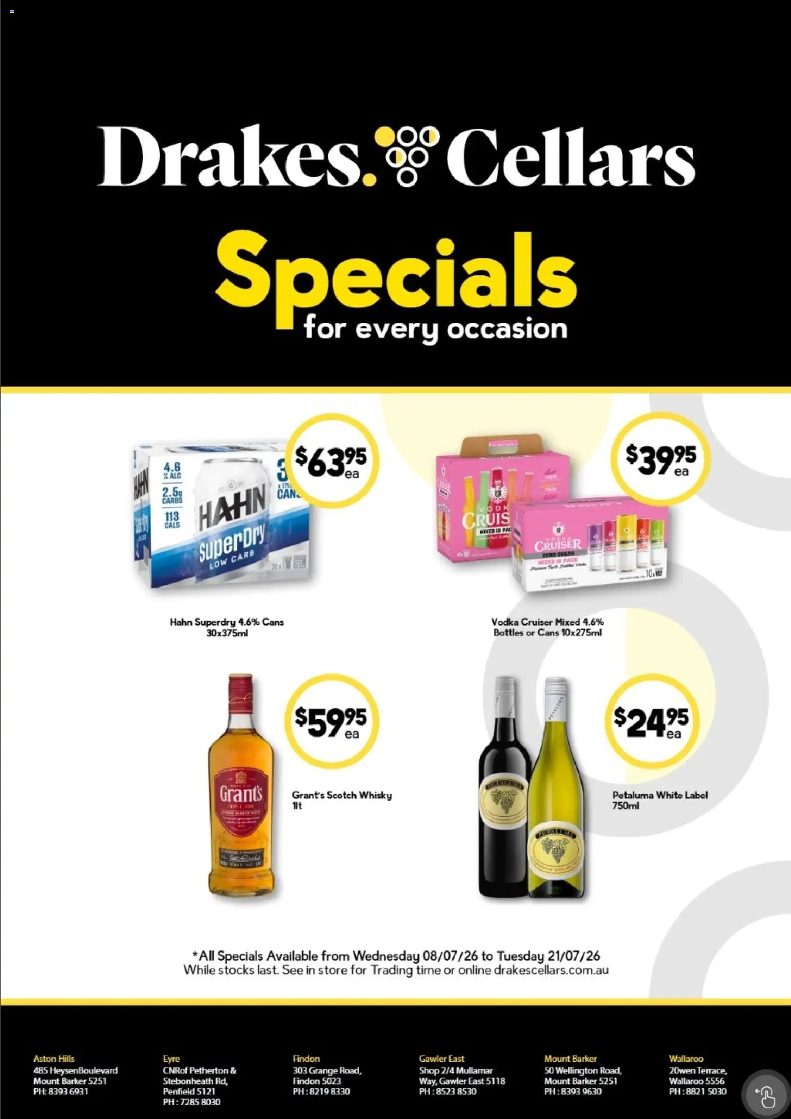 Preview of catalogue Drakes Specials from shop Drakes valid 08/07/2026 - Scotch whisky, Vodka, Sugar, Scotch