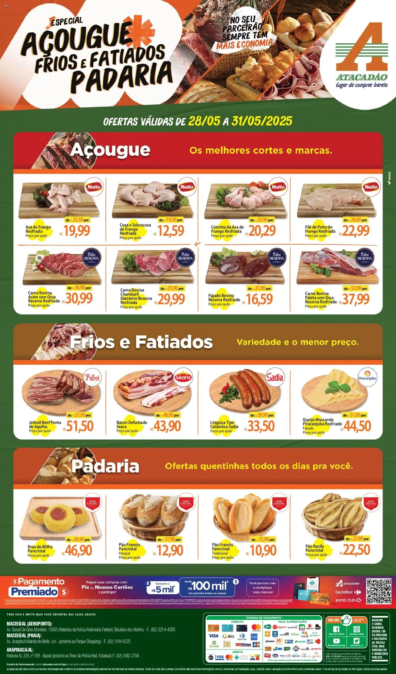 Pré-Visualização do folheto "Atacadão ofertas - AL" da loja Atacadão válido a partir de 28/05/2026 - Queijo, Mussarela, Fígado, Milho, Bacon, Linguiça, Carne bovina, Acém