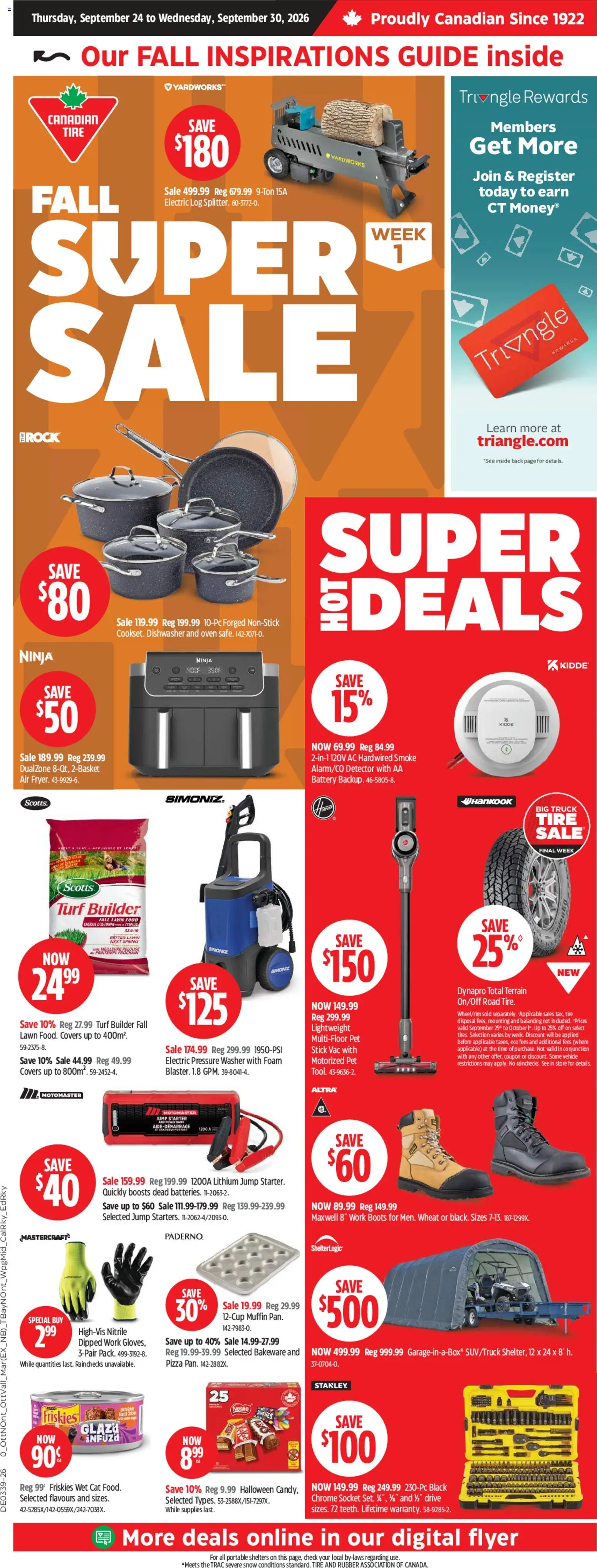 Preview of leaflet Canadian Tire flyer - Fall super sale from shop Canadian Tire is valid from Sep 24, 2026