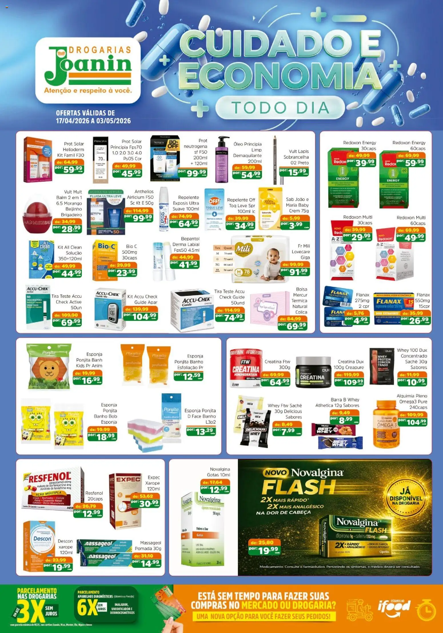 Pré-Visualização do folheto "Supermercados Joanin ofertas Drogaria" da loja Supermercados Joanin válido a partir de 17/04/2026