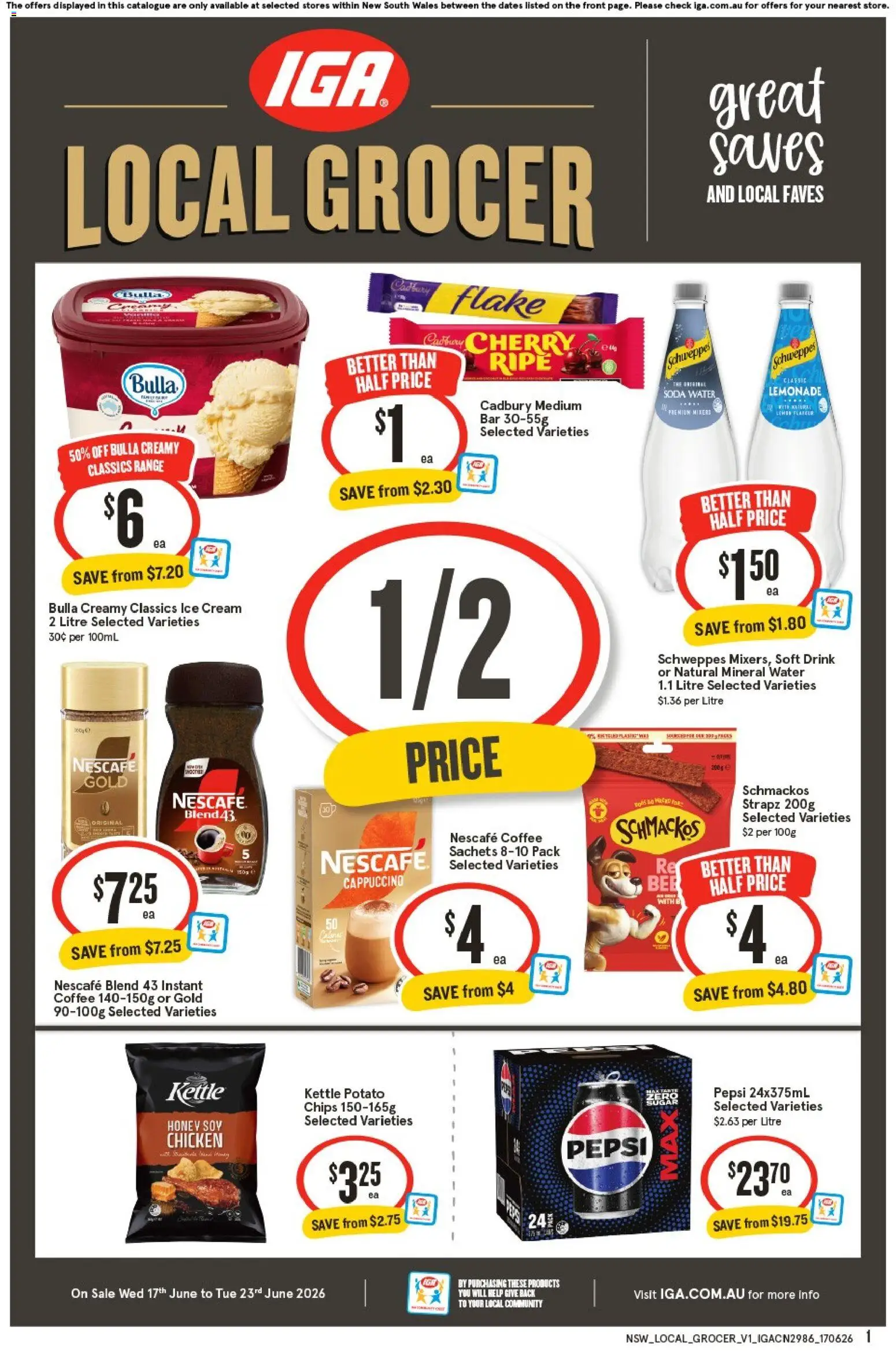 Preview of catalogue IGA Local Grocer NSW Local V1 from shop IGA valid 17/06/2026 - Coffee, Honey, Cappuccino, Ice cream, Ice, Lemonade, Instant coffee, Kettle