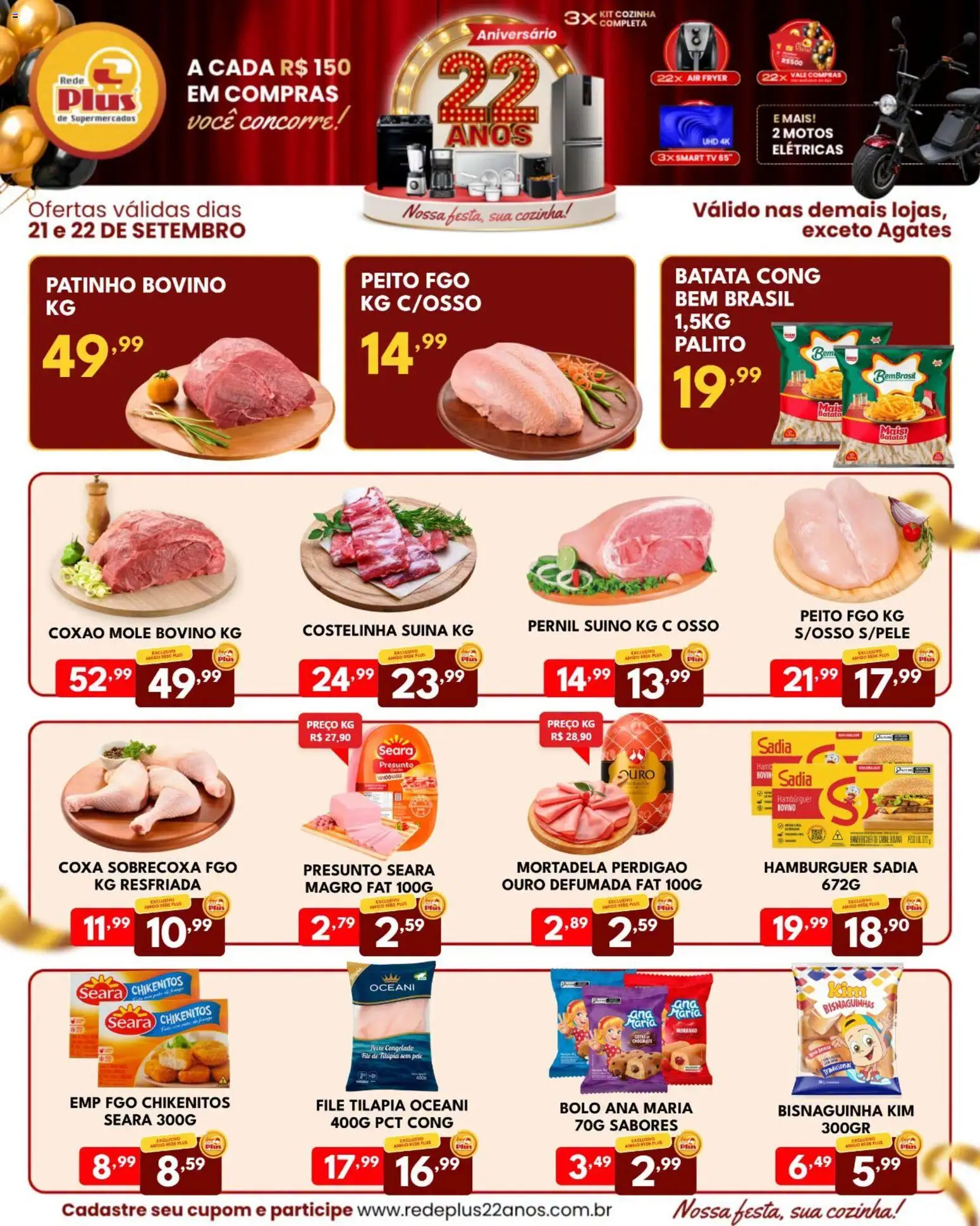 Pré-Visualização do folheto "Rede Plus Supermercados - Ofertas da semana" da loja Rede Plus Supermercados válido a partir de 21/09/2026 - Air fryer, Tv, smart TV, Batatas, Pernil, Tilápia, Pernil suíno, Coxão mole