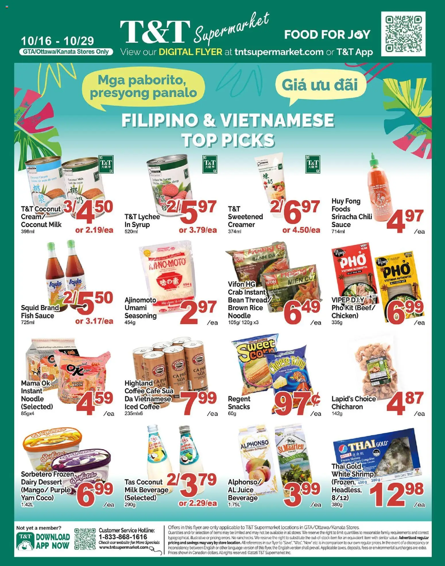 Preview of leaflet T&T Supermarket flyer - Filipino & Vietnamese Top Picks from shop T&T Supermarket is valid from Oct 16, 2026
