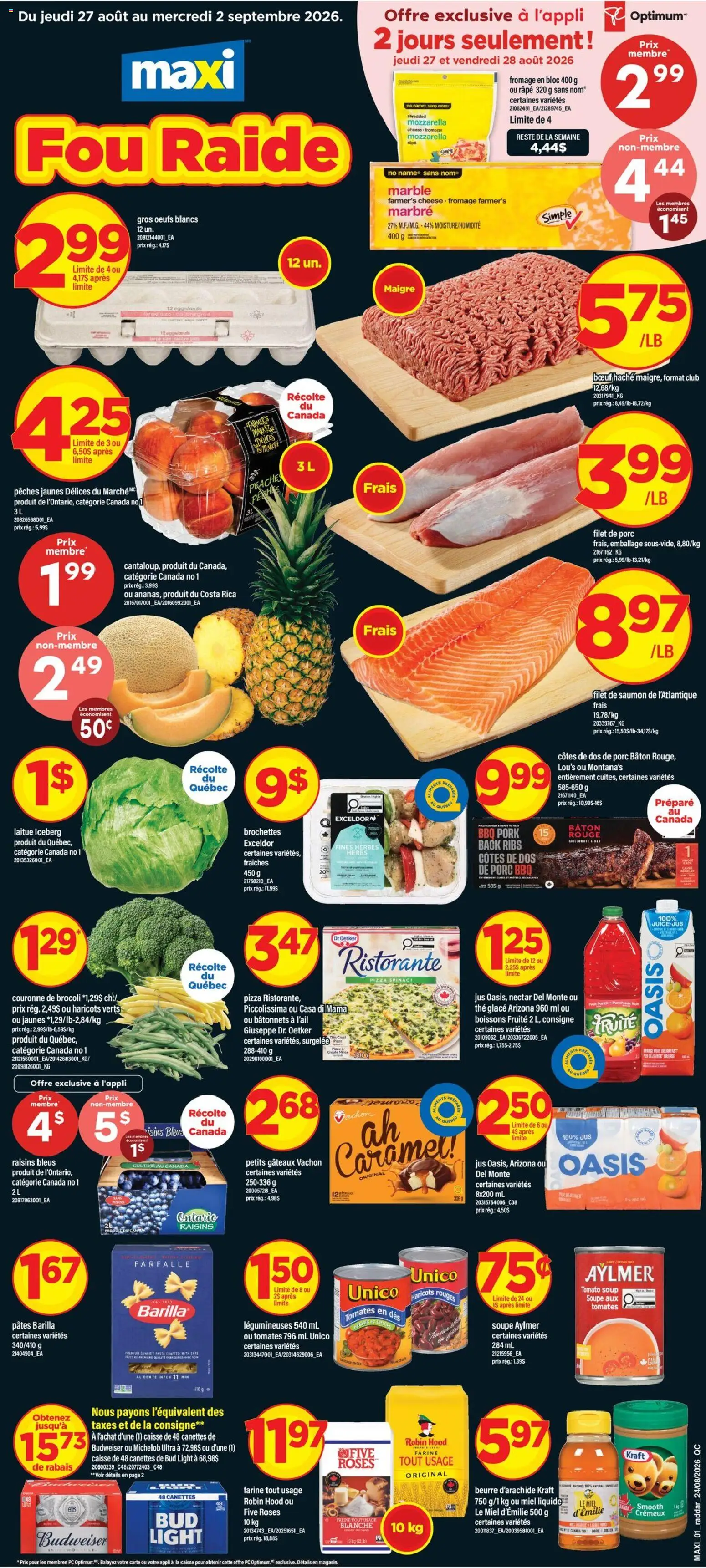 Preview of leaflet Maxi weekly flyer / circulaire from shop Maxi is valid from Aug 27, 2026