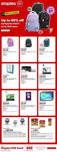 Un aperçu du dépliant Staples weekly flyer / circulaire du magasin Staples est valide à partir 24 juill. 2026