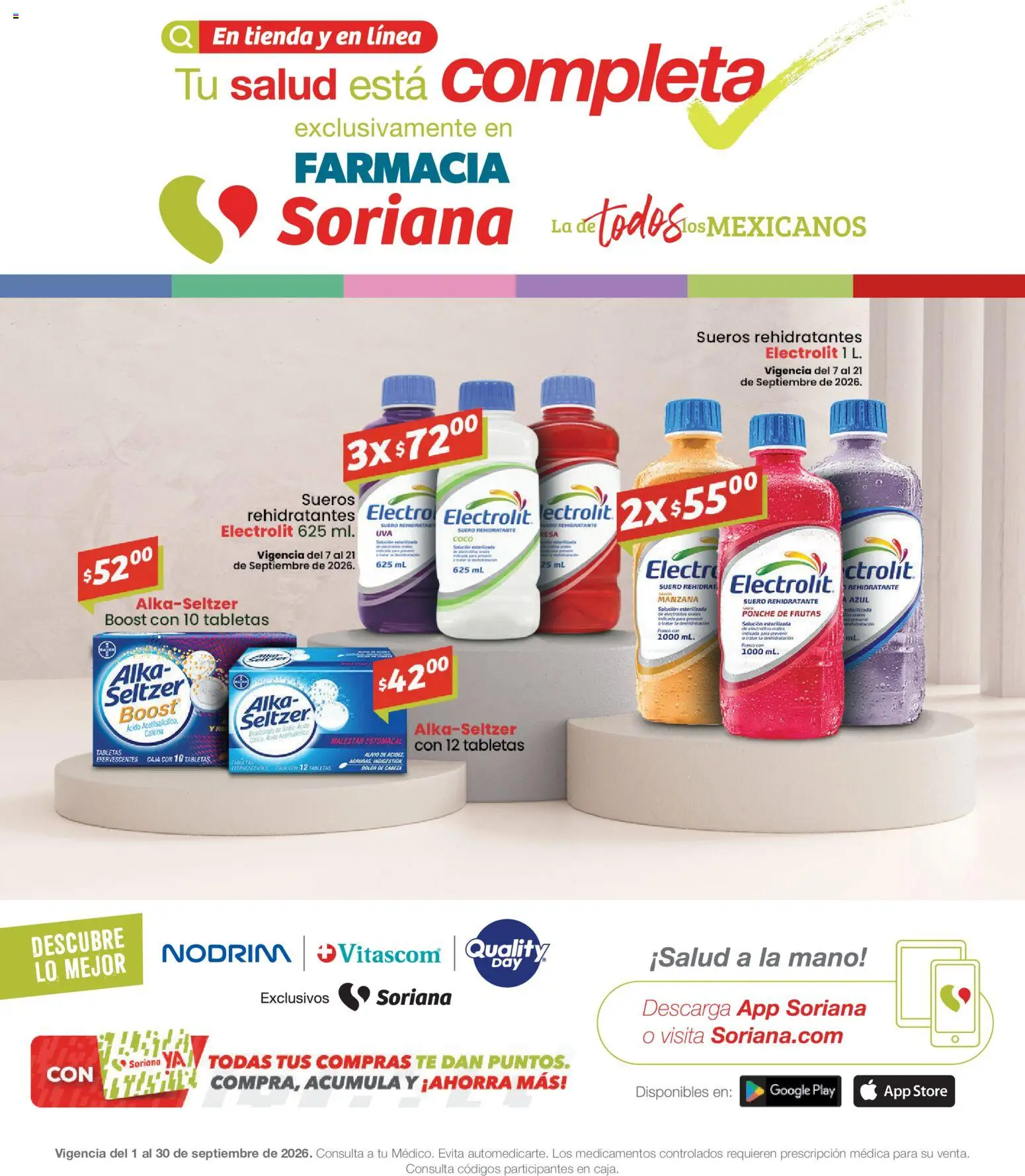 Vista previa las ofertas de la tienda Soriana - Soriana Folleto Farmacia Soriana Híper Nacional desde el 01/09/2026 