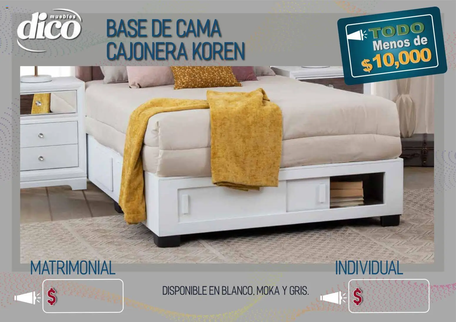 Vista previa las ofertas de la tienda Muebles Dico - Muebles Dico catálogo Todo menos de 10000 Pacifico desde el 09/04/2026 - Cama, Cajonera