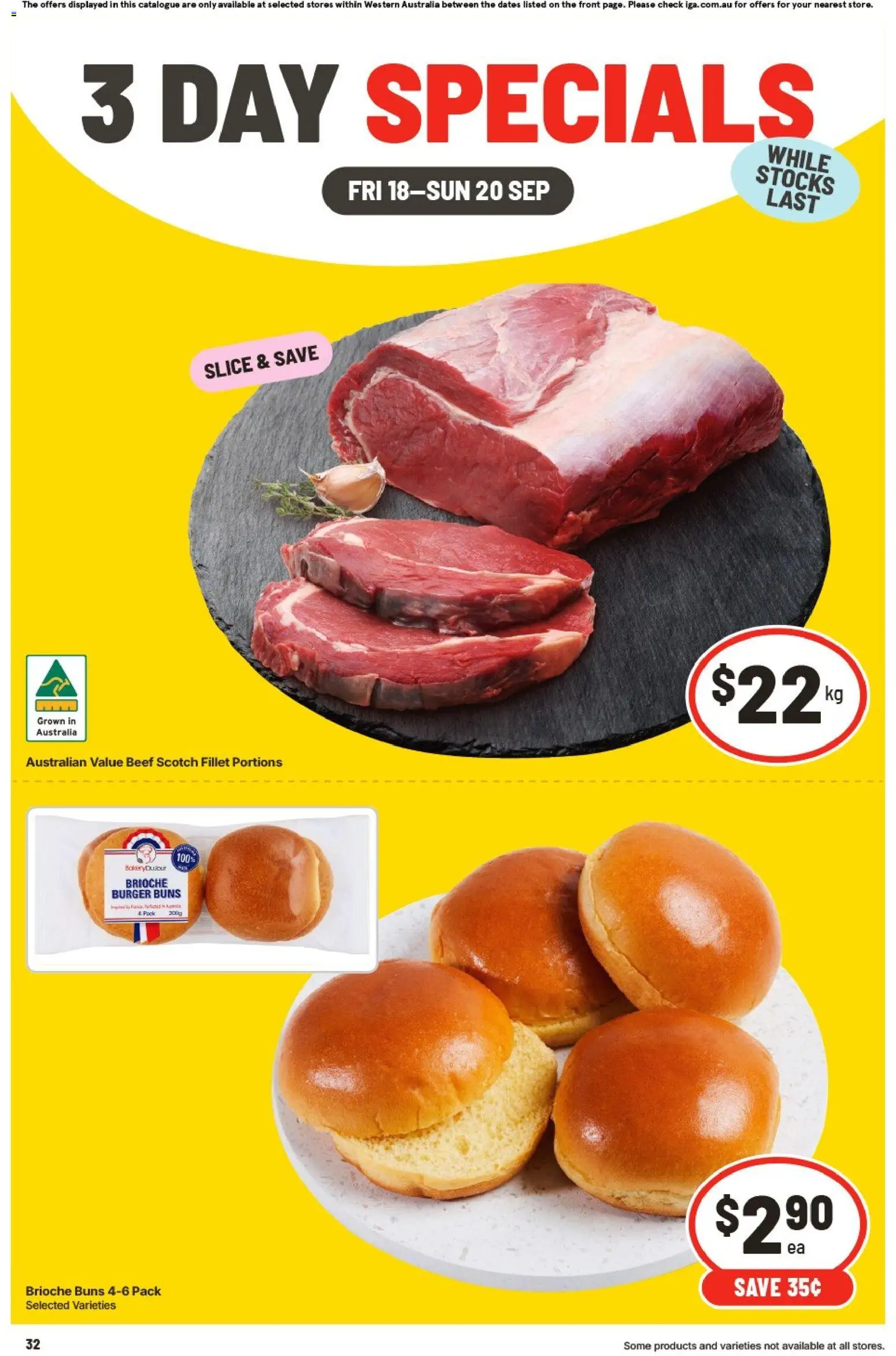Preview of catalogue IGA catalogue Claremont from shop IGA valid 18/09/2026 - Brioche, Beef, Scotch, Fillet