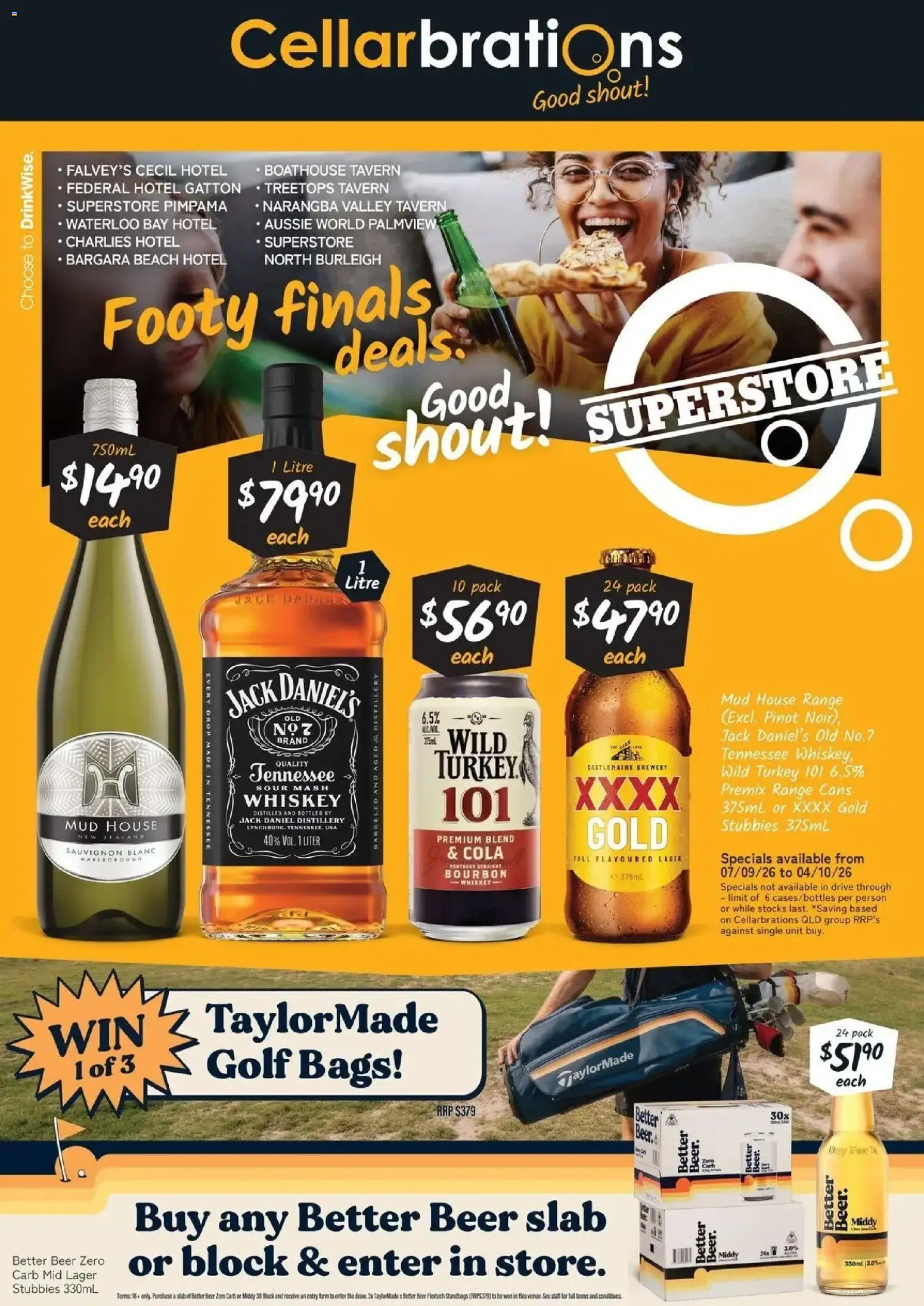 Preview of catalogue Cellarbrations catalogue Narangba from shop Cellarbrations valid 07/09/2026 - Beer, Cart, Bourbon, Whiskey, Turkey, Jack Daniel’s