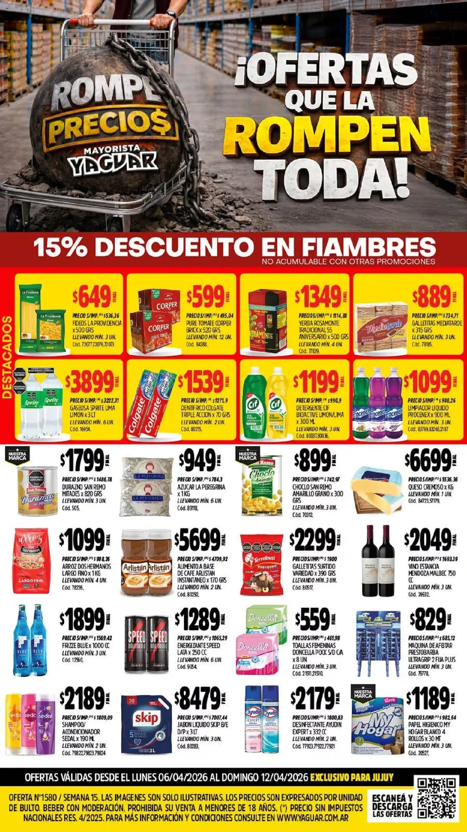 Vista previa del folleto de la tienda Yaguar válido desde el 06/04/2026 - Café, Yerba, Tomate, Fideos, Sprite, Papel higiénico, Gaseosa, Detergente