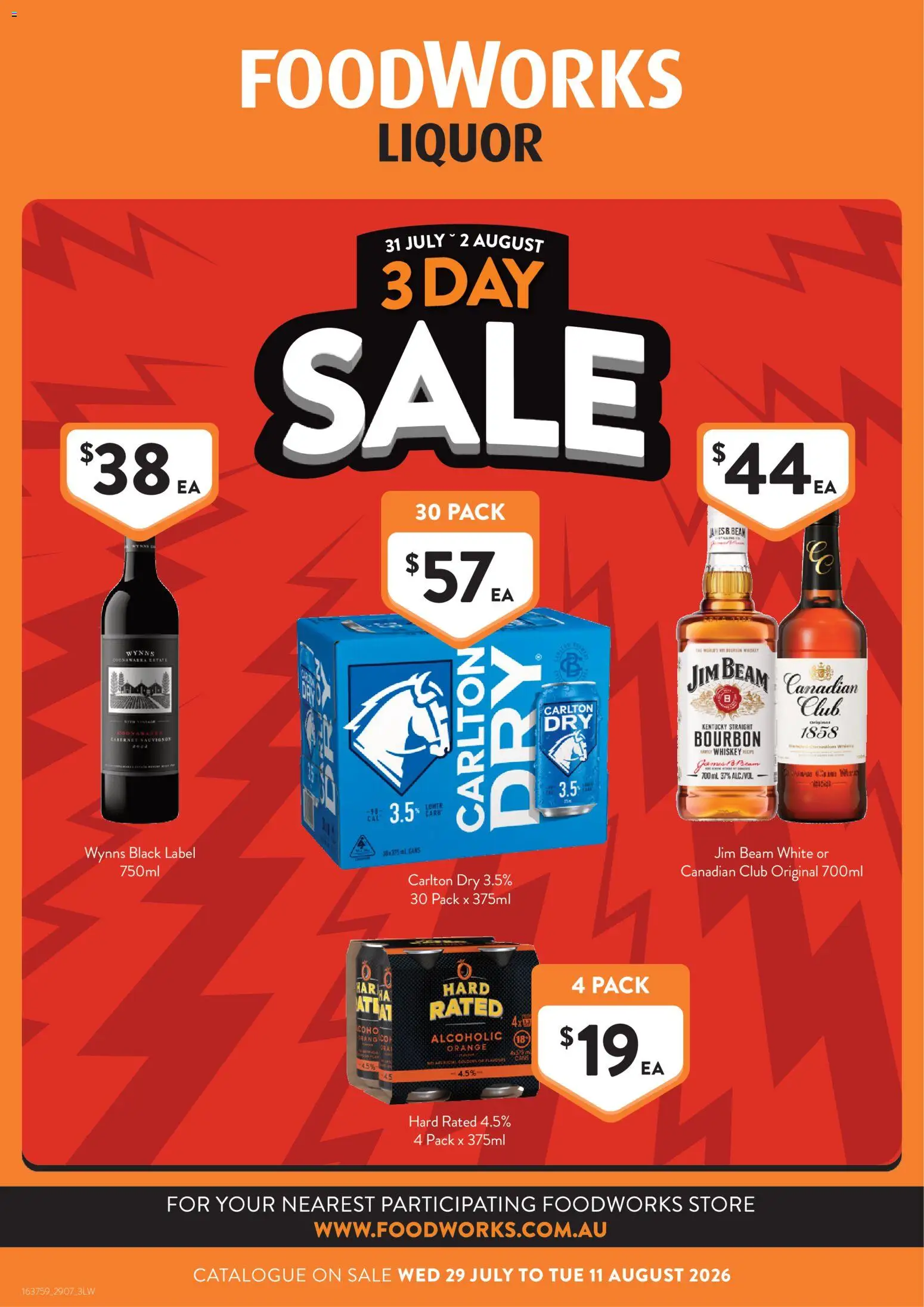Preview of catalogue Catalogue Liquor from shop Foodworks valid 29/07/2026 - Jim Beam, Bourbon, Whiskey