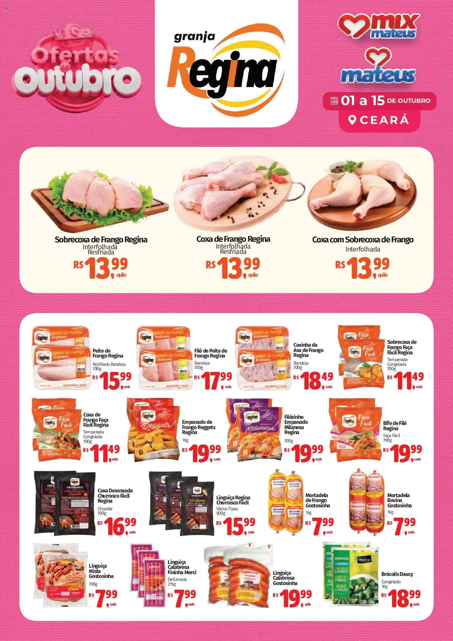 Pré-Visualização do folheto "Mateus ofertas Pole" da loja Mateus válido a partir de 01/10/2026 - Brócolis, Frango, Mortadela, Linguiça, Bandeja, Coxa de frango, Sobrecoxa de frango, Faca