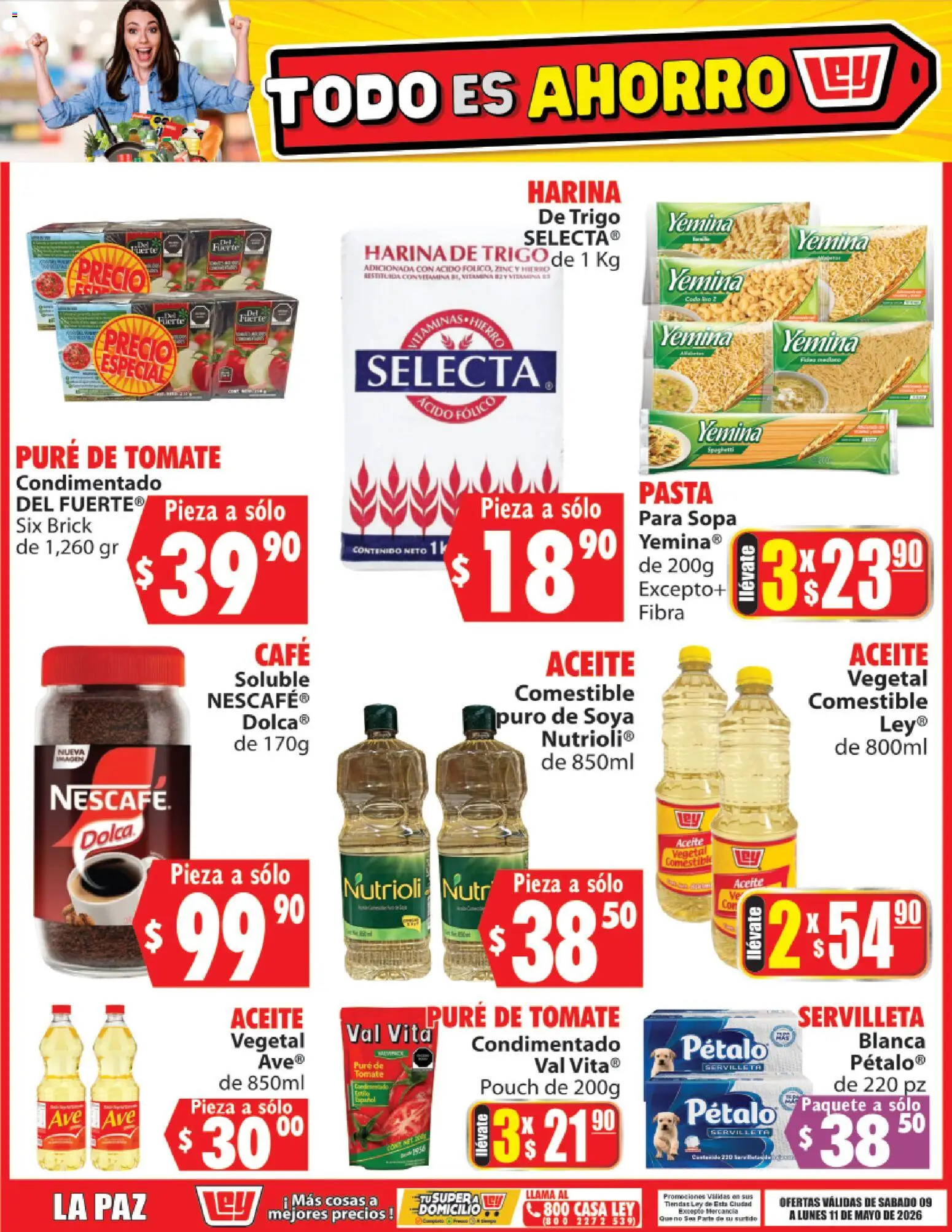 Vista previa las ofertas de la tienda Casa Ley - Casa Ley folleto Todo es ahorro desde el 09/05/2026 - Café, Tomate, Pasta, Aceite, Harina, Sopa, Aceite vegetal, Puré