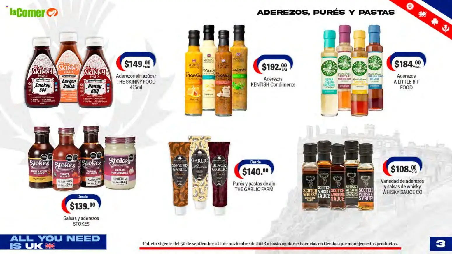 Vista previa las ofertas de la tienda La Comer - La Comer folleto desde el 30/09/2026 - Chocolate, Whisky, Azúcar, Tomate, Salsas, Ajo, Salsa de tomate, Aderezo
