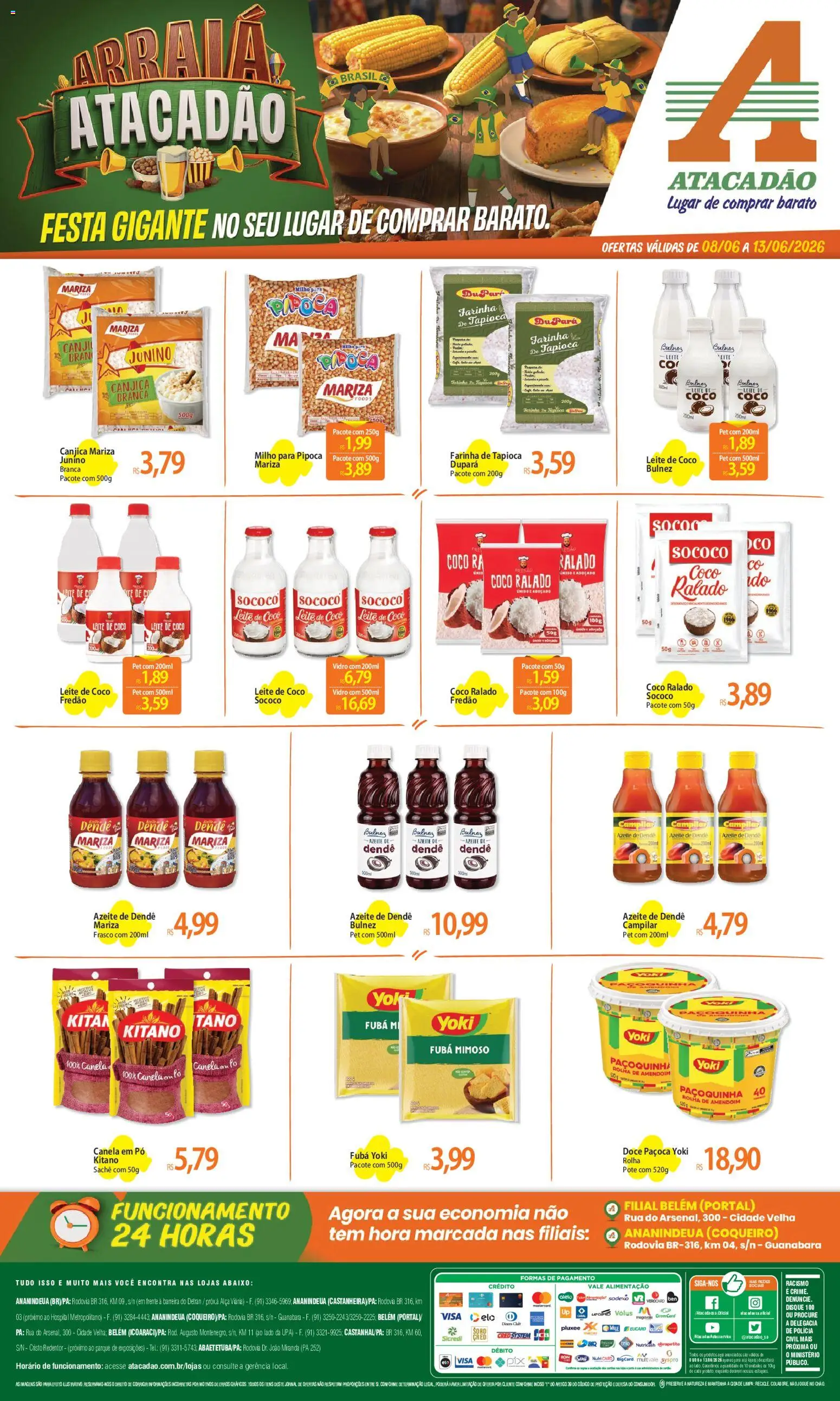 Pré-Visualização do folheto "Atacadão ofertas - PA" da loja Atacadão válido a partir de 08/06/2026 - Pá, Coco, Tapioca, Pipoca, Leite, Chá, Pó, Leite de coco