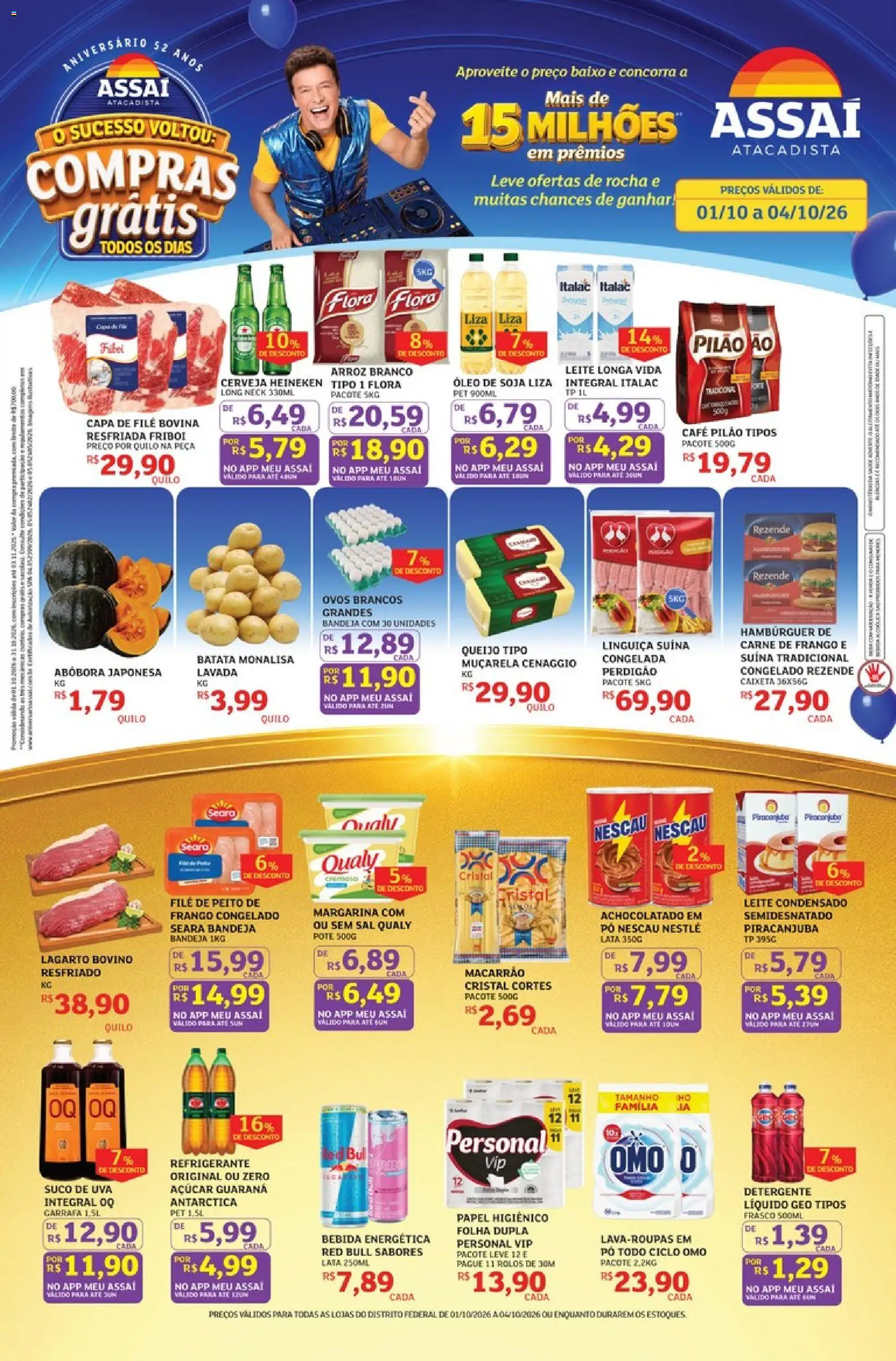 Pré-Visualização do folheto "Assaí Atacadista ofertas - DF" da loja Assaí Atacadista válido a partir de 01/10/2026 - Bebida, Batata, Refrigerante, Nescau, Papel higiênico, Pó, Bandeja, Leite longa vida