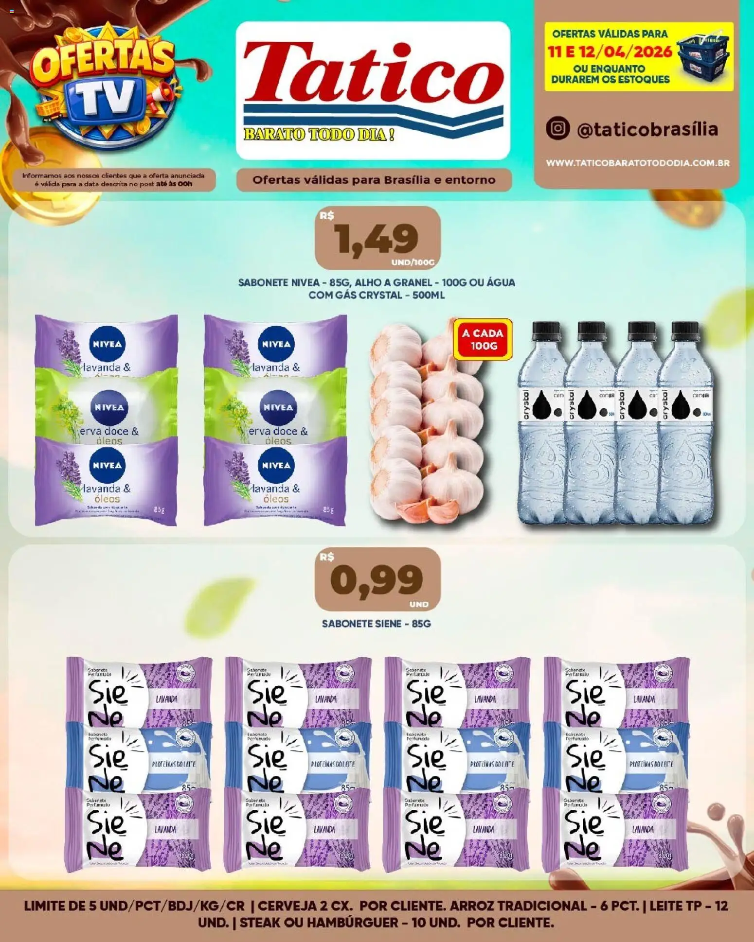 Pré-Visualização do folheto "Tatico ofertas Fim de Semana" da loja Tatico válido a partir de 11/04/2026 - Cerveja, Água, Arroz, Leite, Sabonete, Doce, Alho, Água com gás