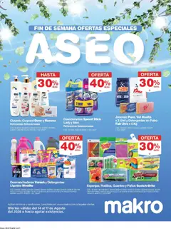  Vista previa del prospecto Makro catálogo Fin de semana Aseo del almacen Makro válida del 14/08/2026 al 17/08/2026