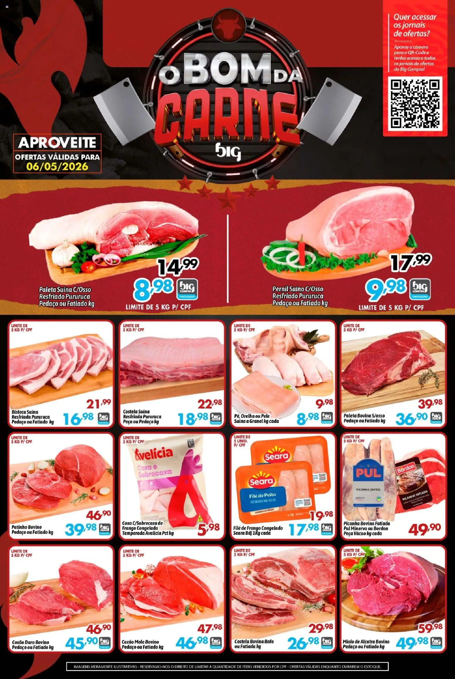 Pré-Visualização do folheto "Big Compra - Ofertas da semana" da loja Big Compra válido a partir de 06/05/2026 - Carne, Frango, Alcatra, Pernil, Filé de frango, Paleta suína, Jornais, Coxão mole