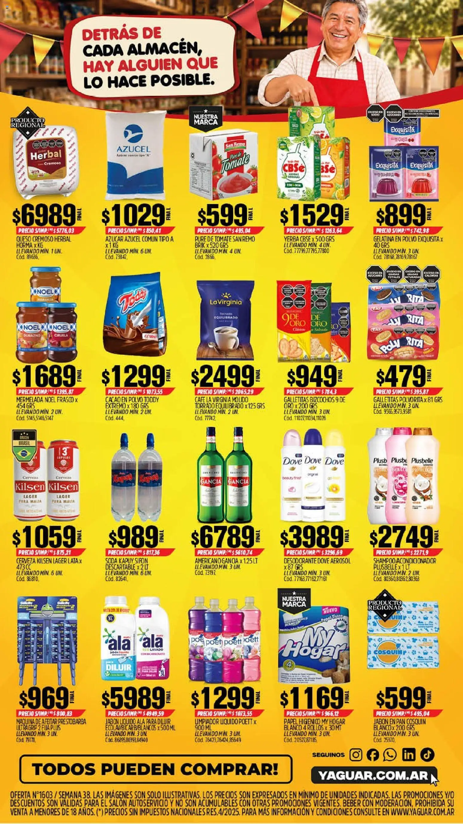 Vista previa del folleto de la tienda Yaguar válido desde el 14/09/2026 - Tomate, Azucar, Papel higiénico, Desodorante, Jabón, Bizcochos, Frasco, Polvo