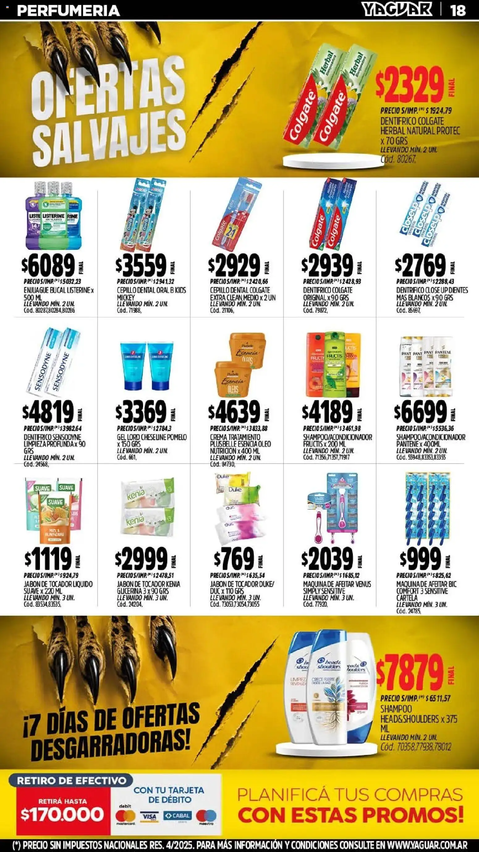 Vista previa del folleto de la tienda Yaguar válido desde el 10/08/2026 - Shampoo, Pomelo, Crema, Maquina de afeitar, Jabón, Cepillo, Enjuague bucal, Listerine