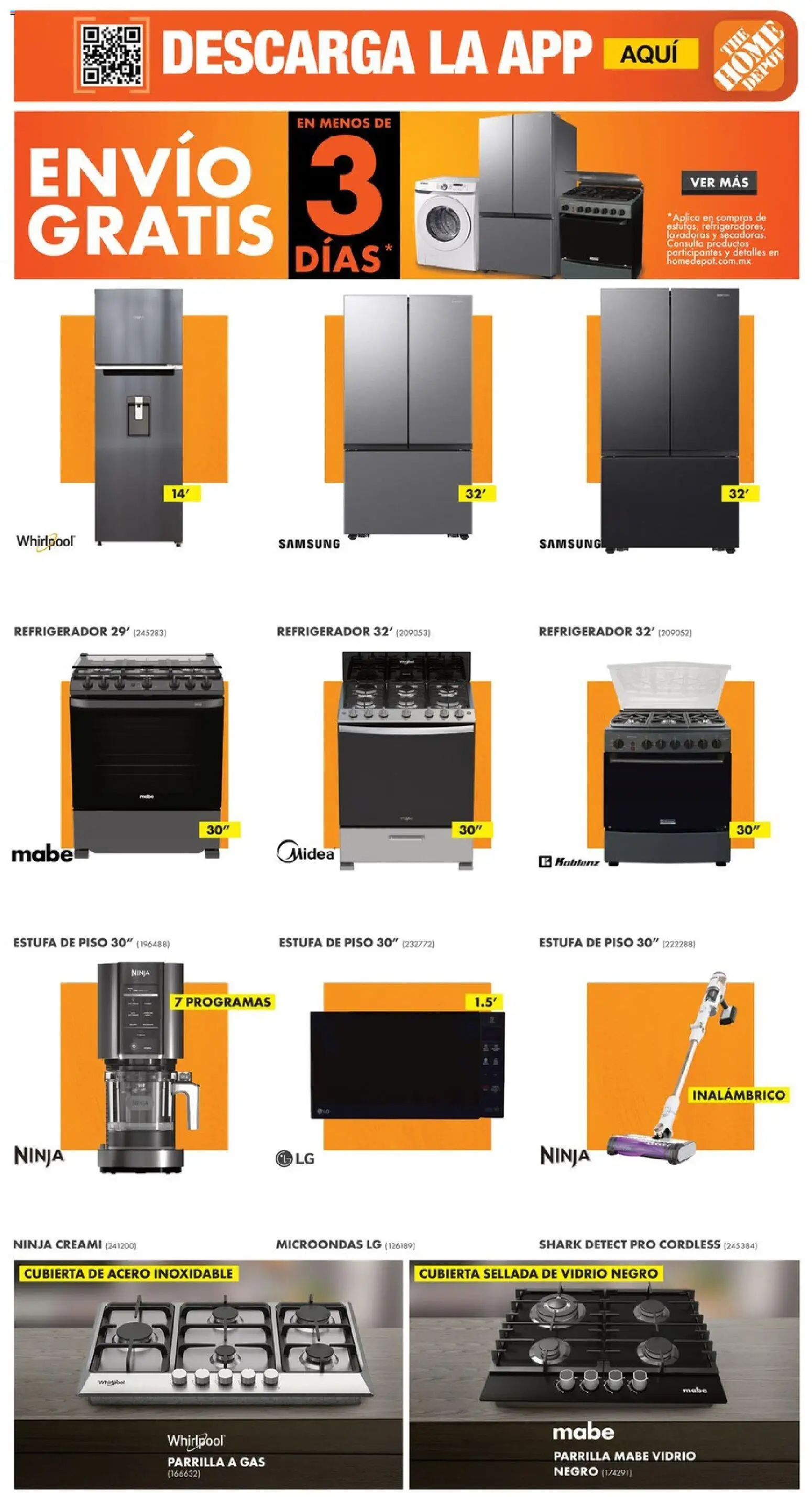 Vista previa las ofertas de la tienda Home Depot - Home Depot catálogo desde el 18/06/2026 - Refrigerador, Microondas, Parrilla