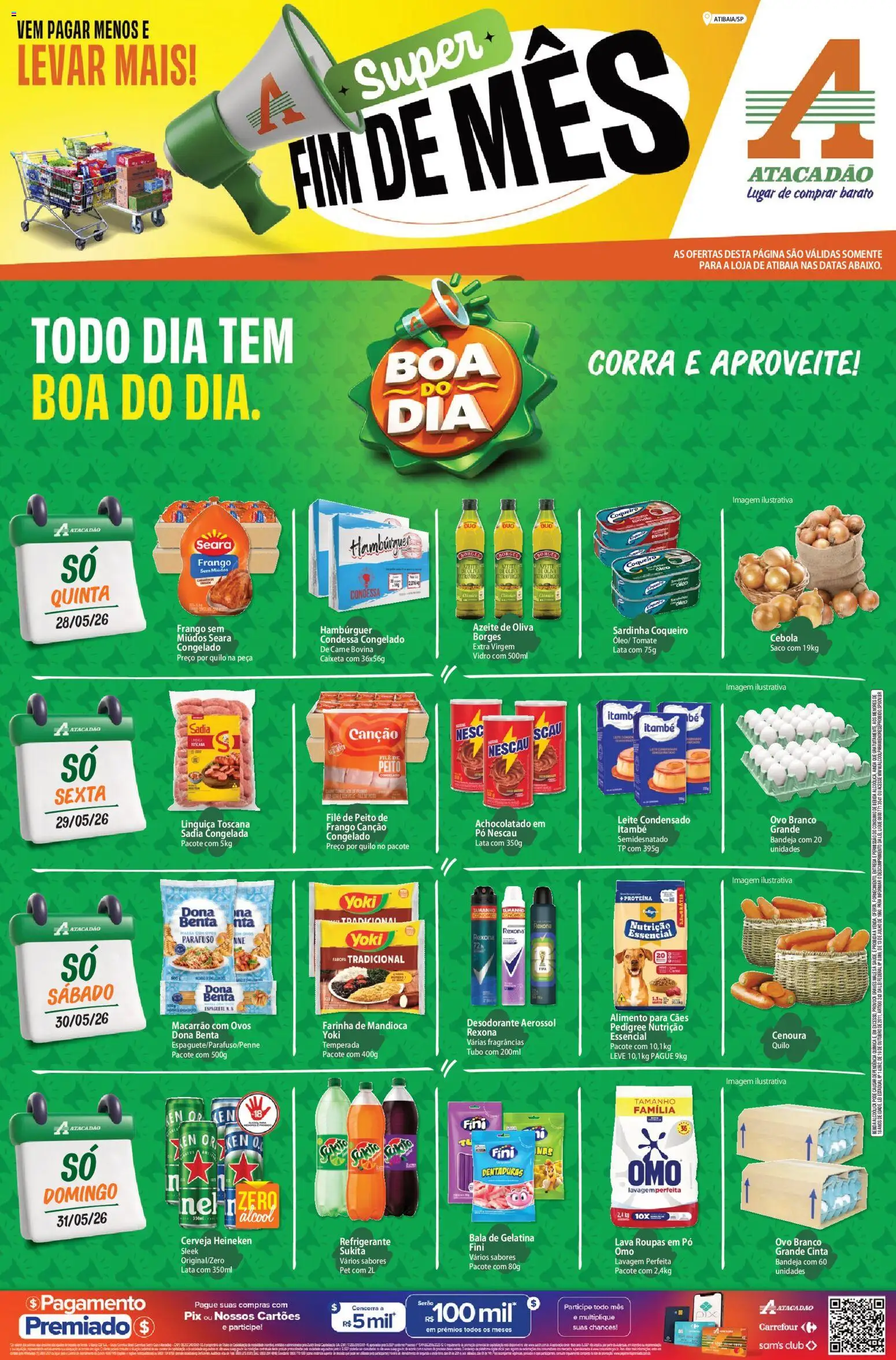Pré-Visualização do folheto "Atacadão ofertas - SP" da loja Atacadão válido a partir de 28/05/2026 - Hambúrguer, Leite, Mandioca, Nescau, Gelatina, Rexona, Pó, Achocolatado