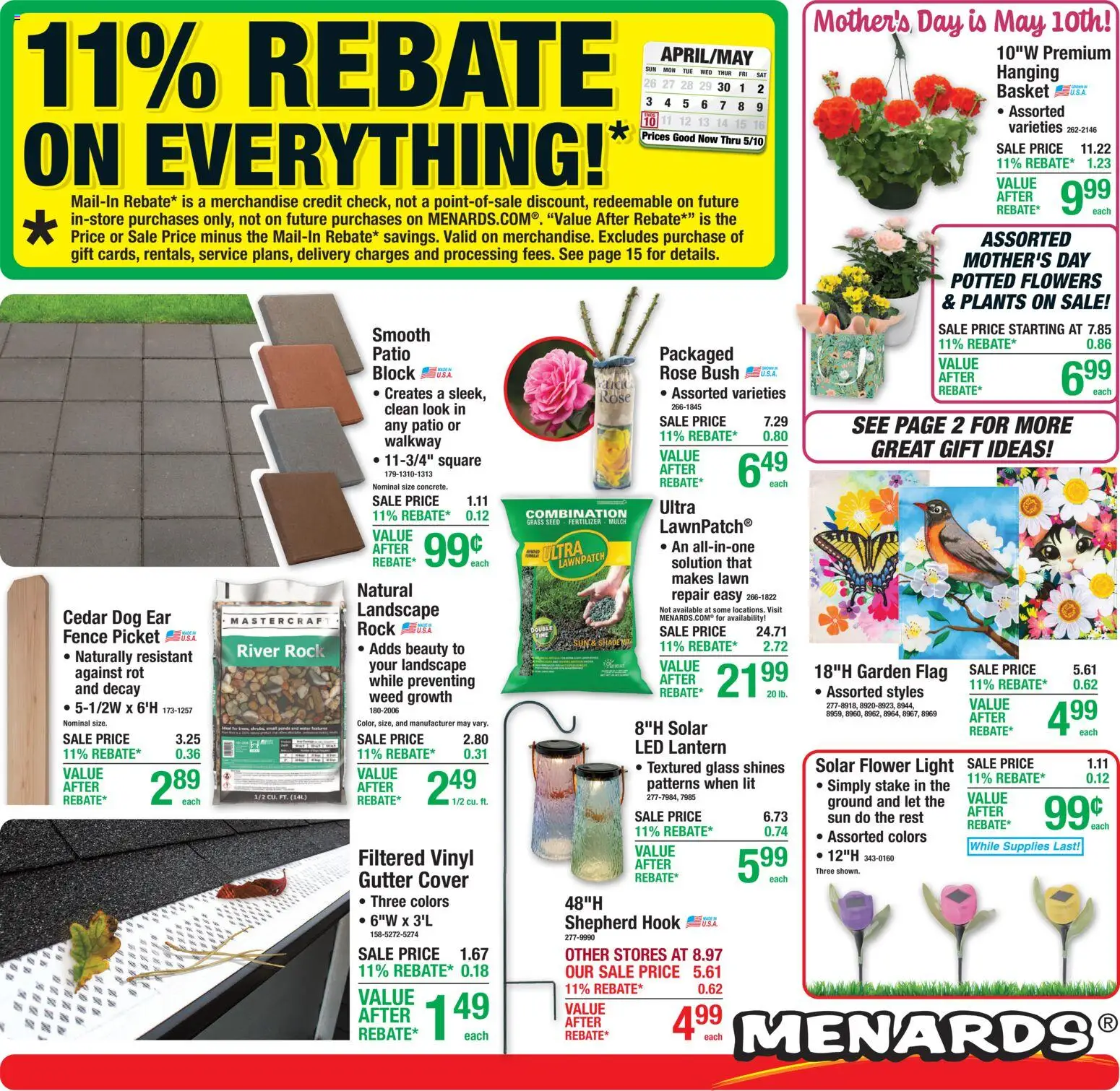 Ad Preview of Menards Menards Weekly Ad from 04/30/2026 - Flowers, Hook, Basket