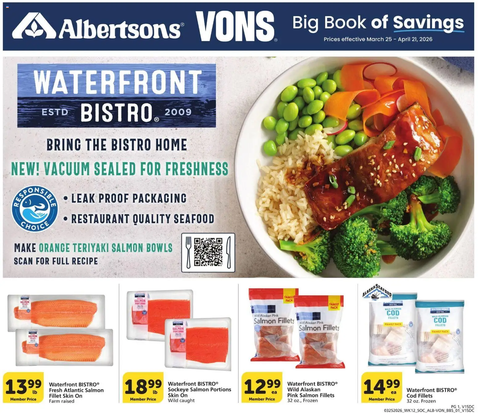 Ad Preview of Vons Vons Big Book of Savings from 03/25/2026 - Seafood, Vacuum, Salmon, Salmon fillet
