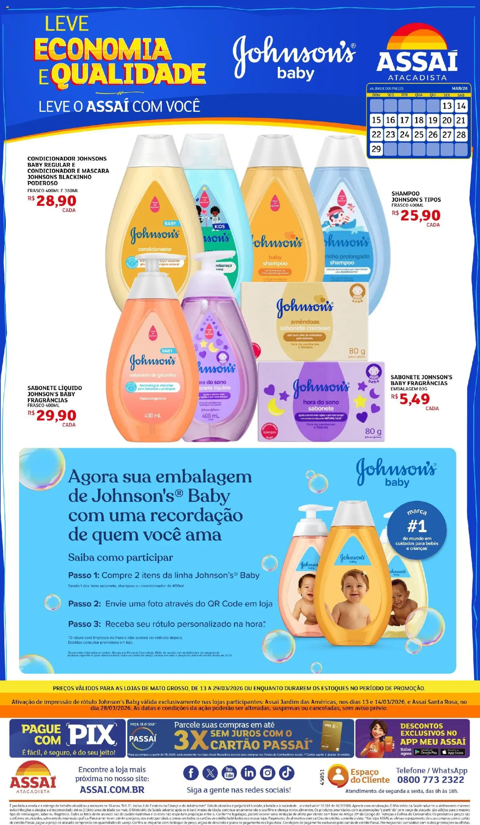Pré-Visualização do folheto "Assaí Atacadista ofertas - MT" da loja Assaí Atacadista válido a partir de 14/03/2026 - Telefone, Shampoo, Bebidas, Pneus, Sabonete, Sabonete líquido, Alimentos, Condicionador