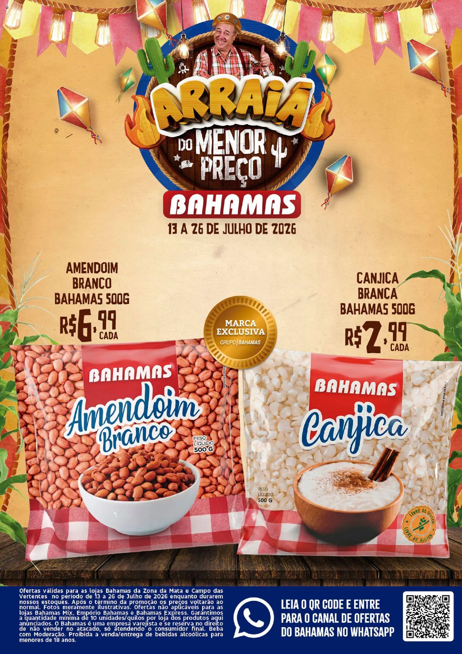 Pré-Visualização do folheto "Bahamas Supermercados ofertas da Quinzena" da loja Bahamas Supermercados válido a partir de 13/07/2026 - Amendoim, Bebidas