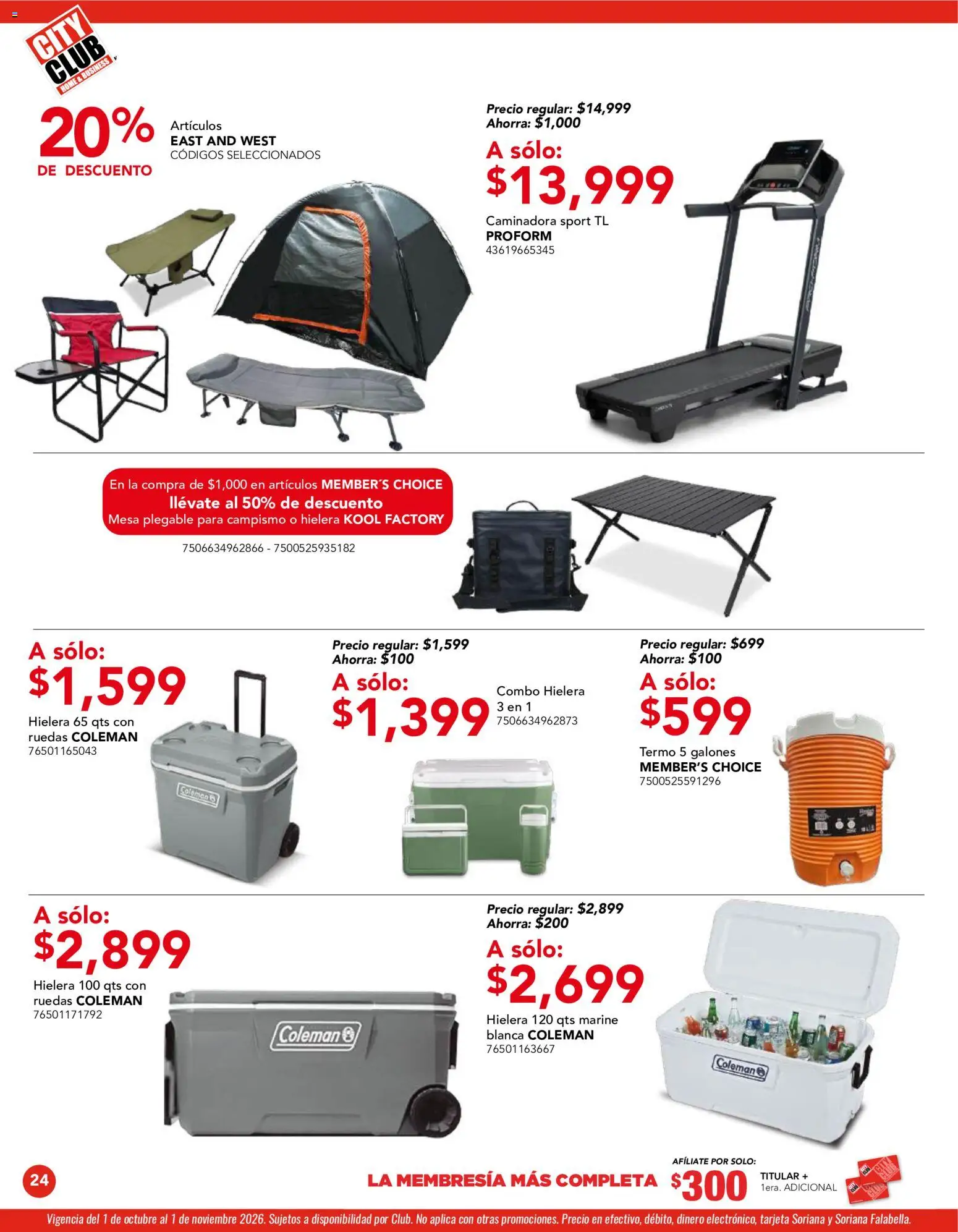 Vista previa las ofertas de la tienda City Club - City Club catálogo desde el 01/10/2026 - Mesa plegable, Termo, Hielera, Mesa, Caminadora