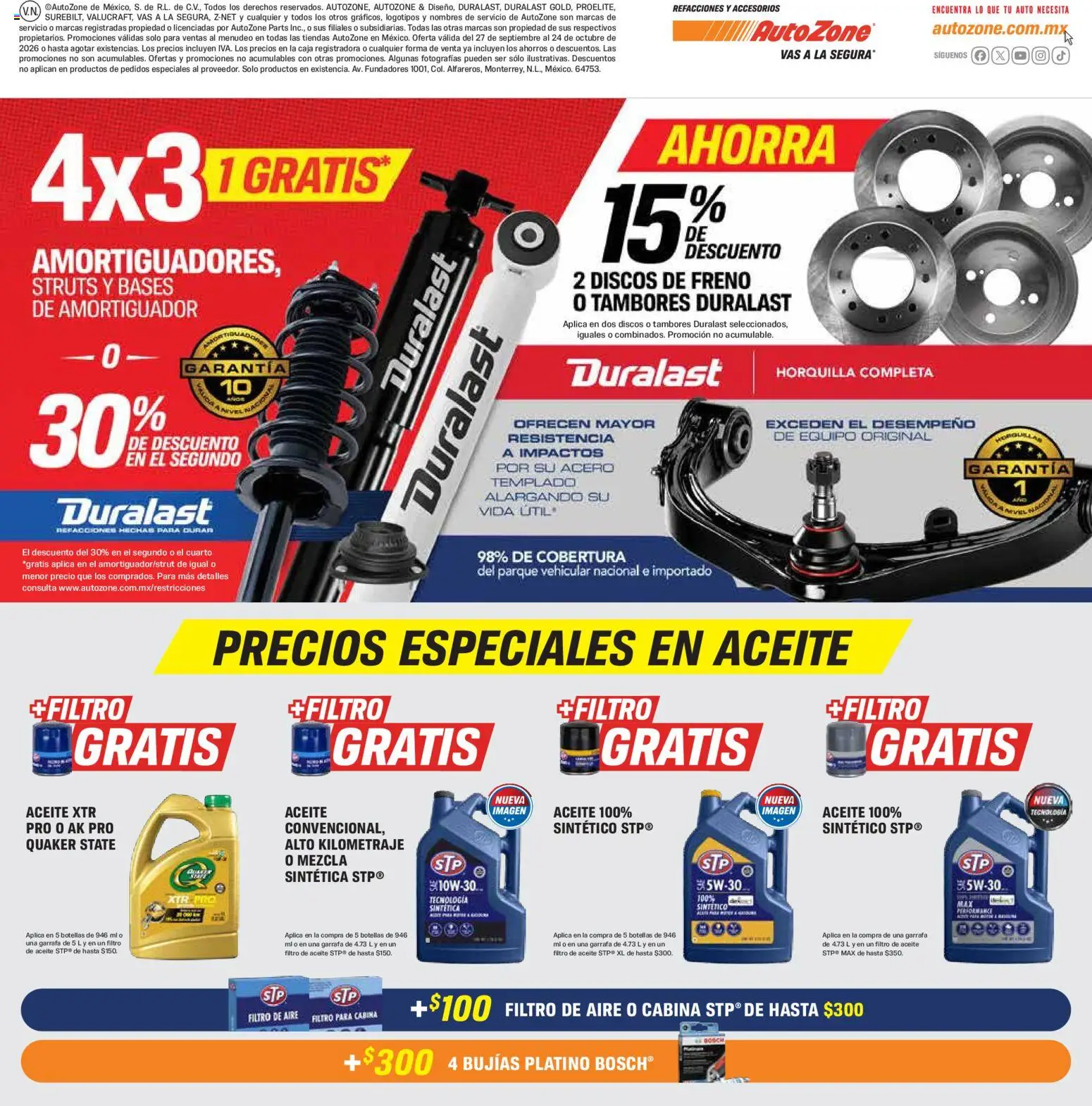 Vista previa las ofertas de la tienda AutoZone - AutoZone catálogo desde el 27/09/2026 - Aceite, Caja