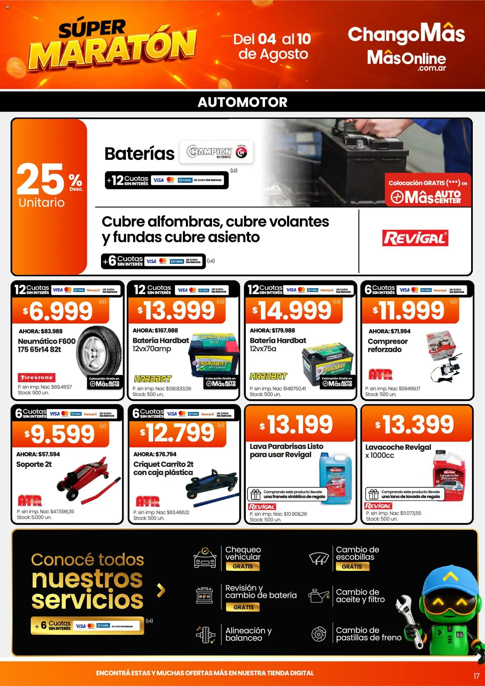 Vista previa del folleto de la tienda Changomas válido desde el 04/08/2026 - Batería, Aceite, Caja